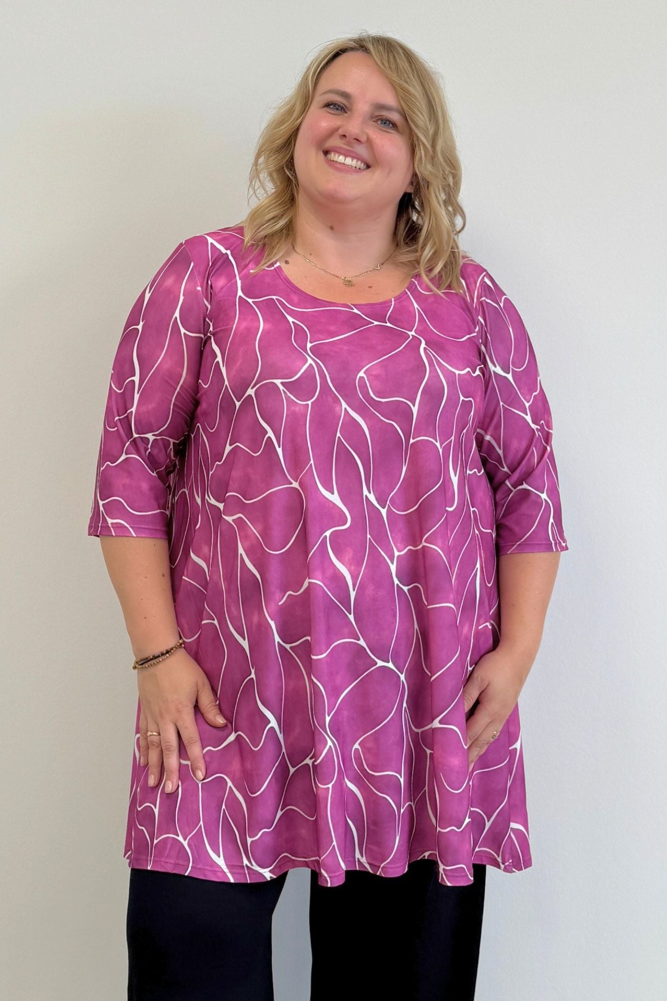 Top Durkje 96cm | Orchid Flow | 3/4 mouw | Venezia Travelstof