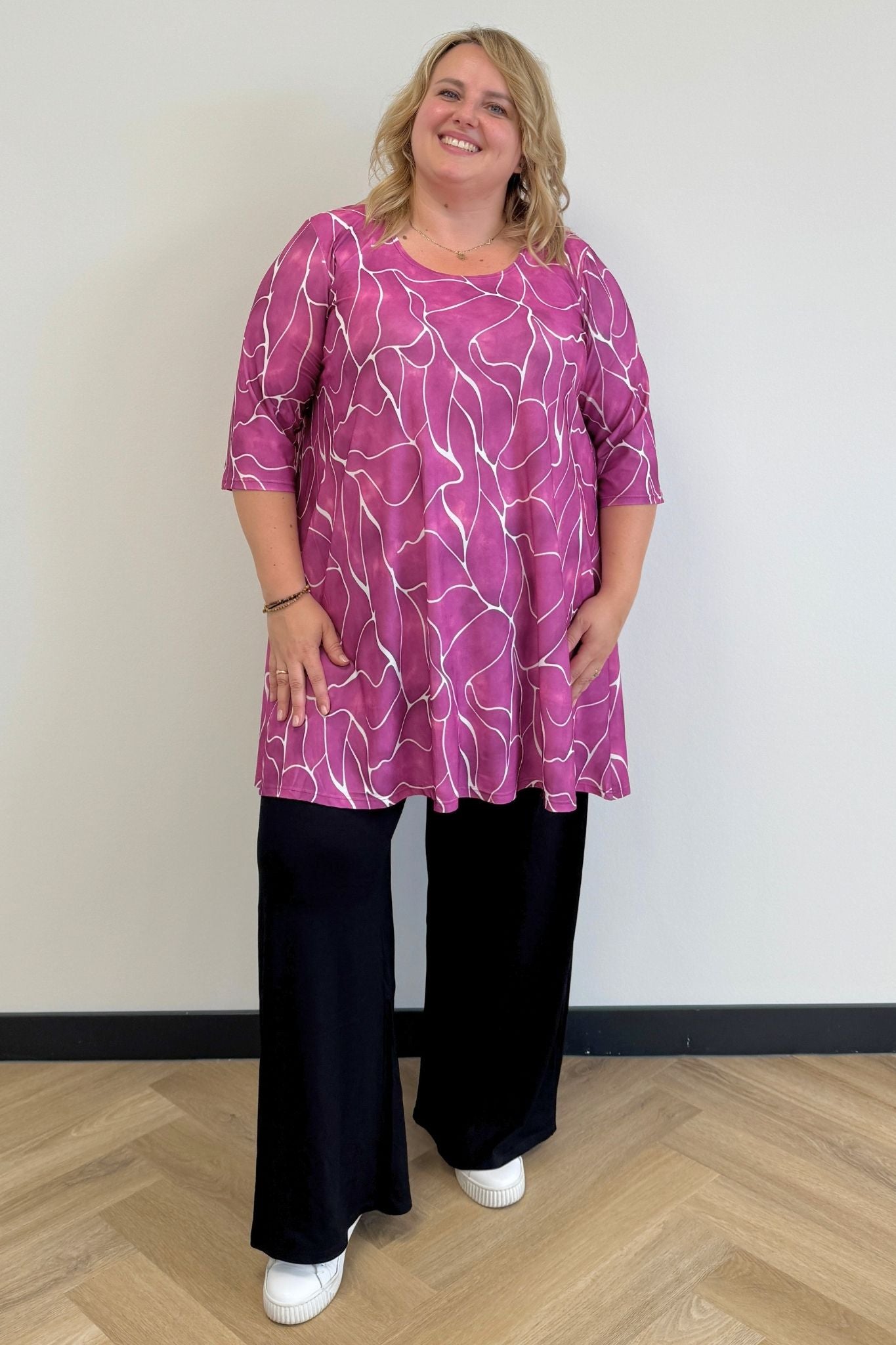 Top Durkje 96cm | Orchid Flow | 3/4 mouw | Venezia Travelstof