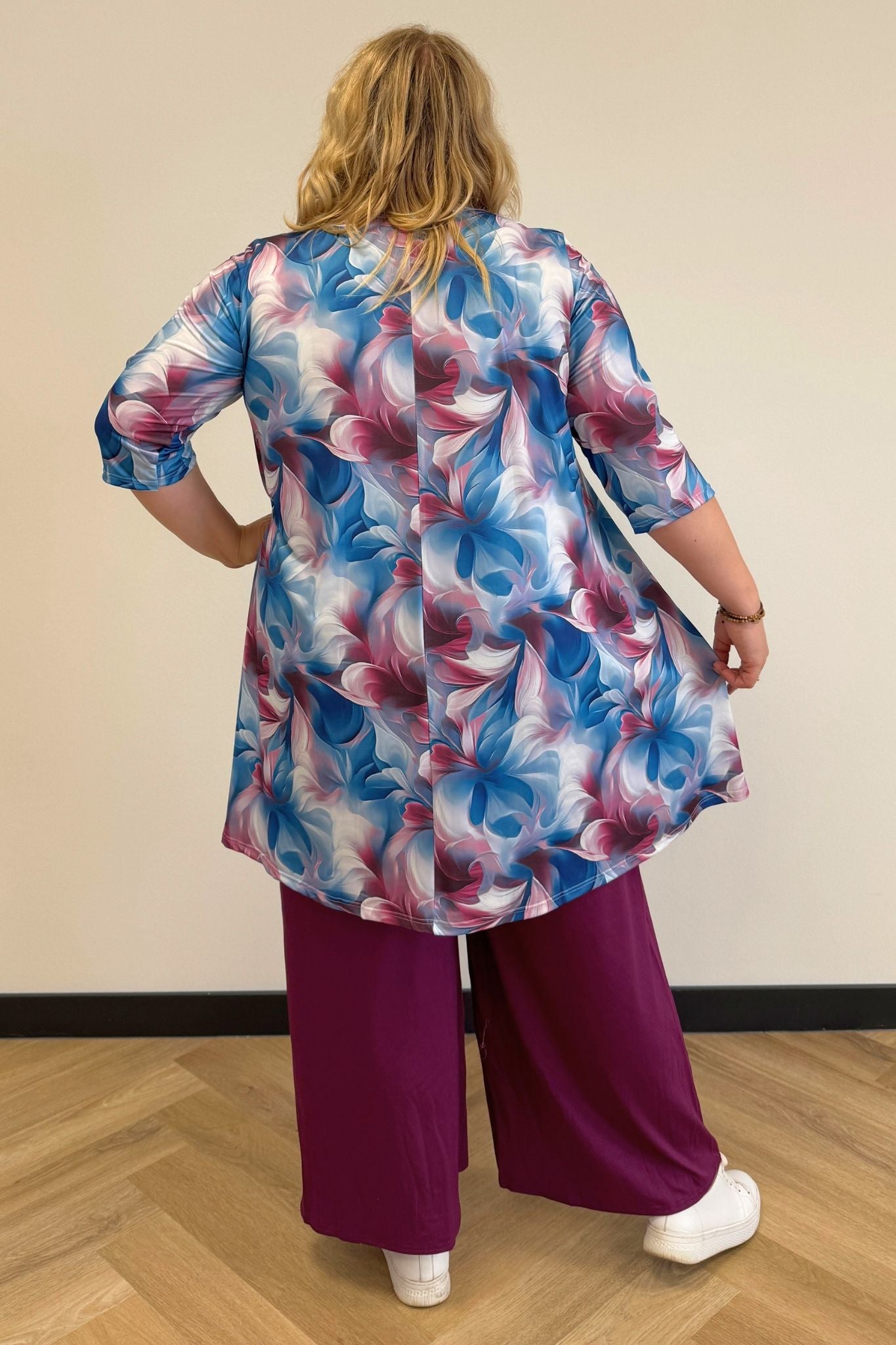 Top Durkje 96cm | Blue Bloom | 3/4 mouw | Venezia Travelstof