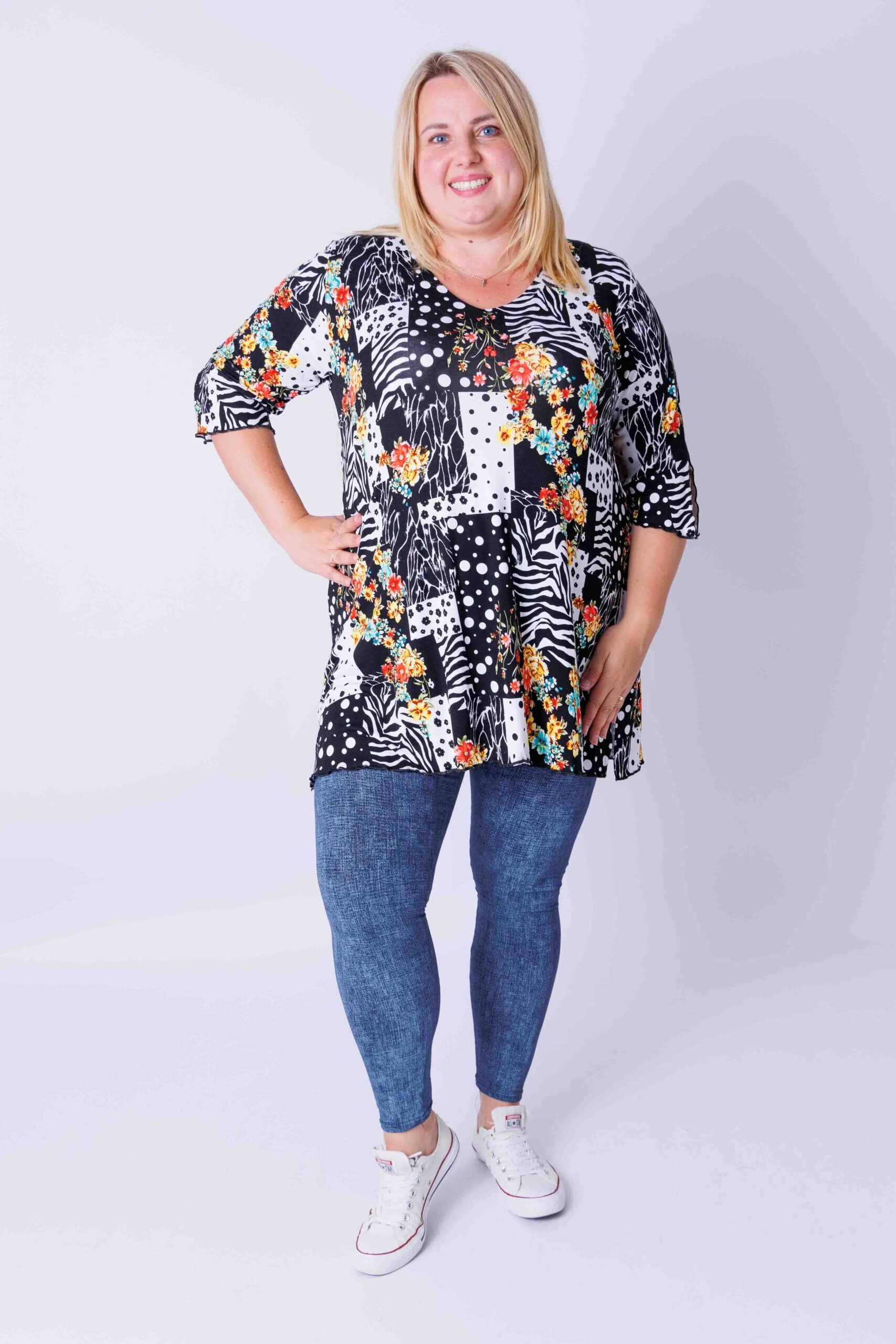 Top Erna met driekwart mouwen viscose
