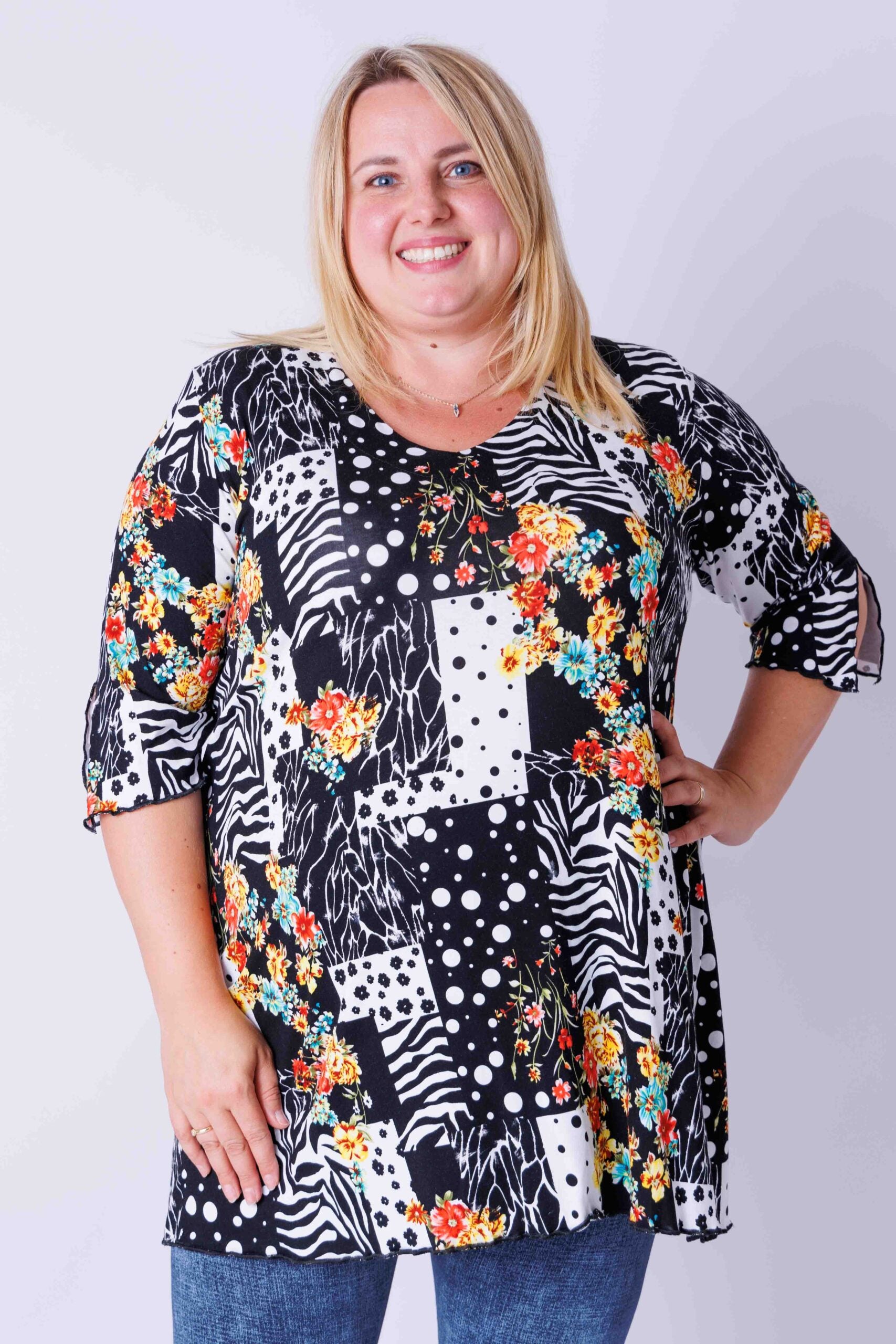 Top Erna met driekwart mouwen viscose