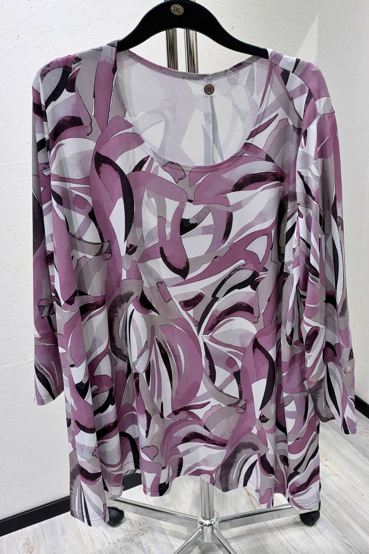 Wijd A-lijn Shirt Durkje | Mauve Motion | Soft Knit | Lange mouw | Ronde hals | 86cm