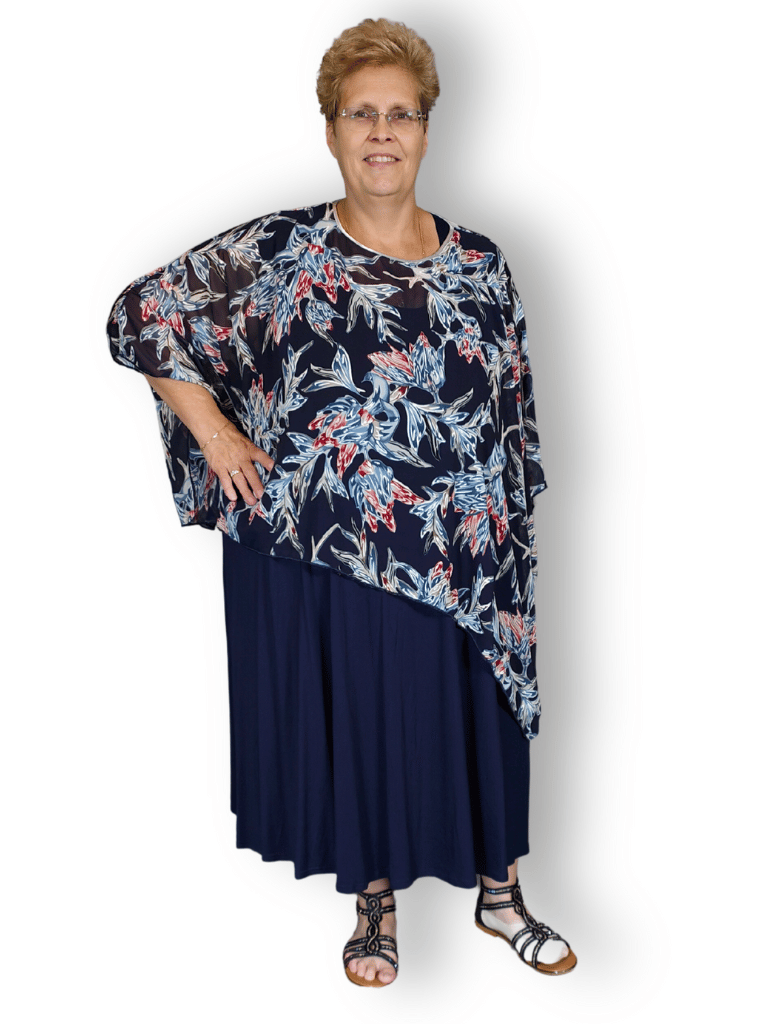 Poncho stijl asymmetrisch chiffon one size 42-56