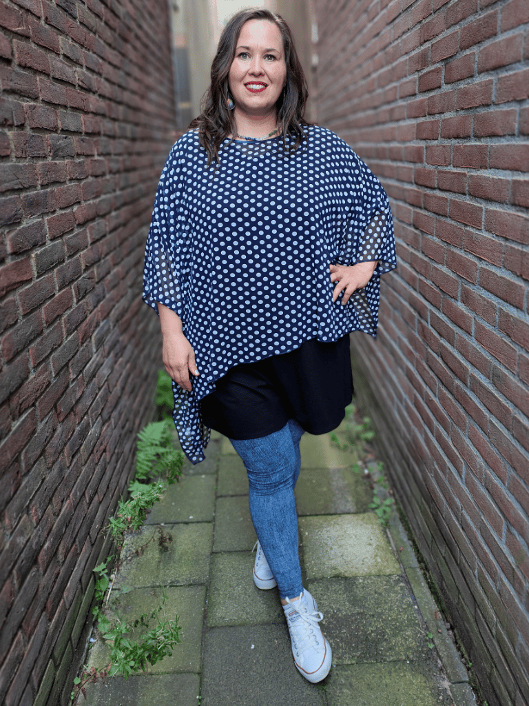 Poncho stijl asymmetrisch chiffon one size 42-56