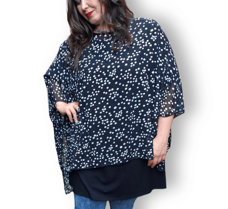 Poncho stijl asymmetrisch chiffon one size 42-56