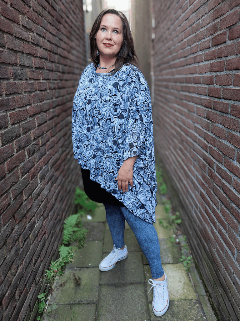 Poncho stijl asymmetrisch chiffon one size 42-56