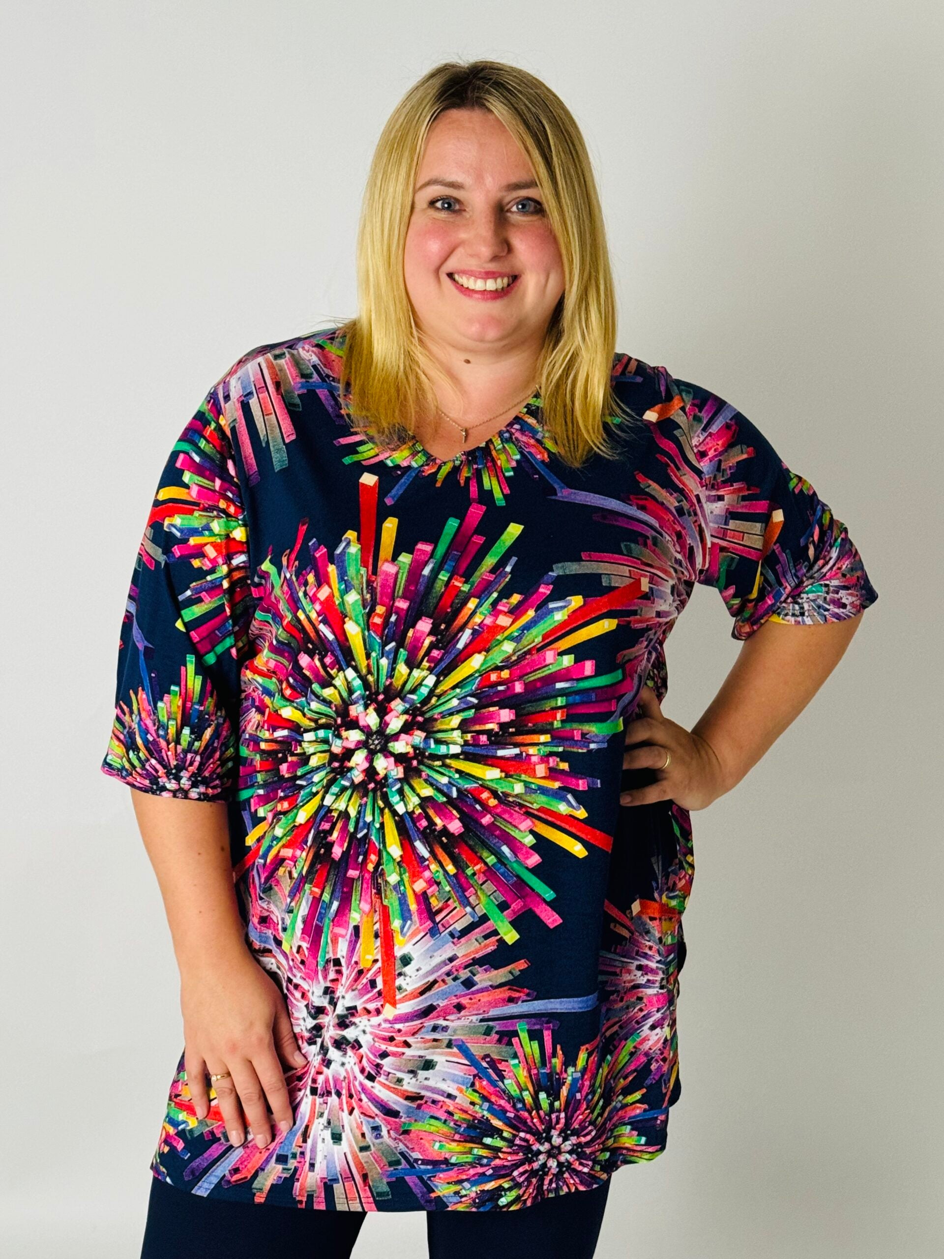 T-shirt Eva viscose met print crystals 90cm