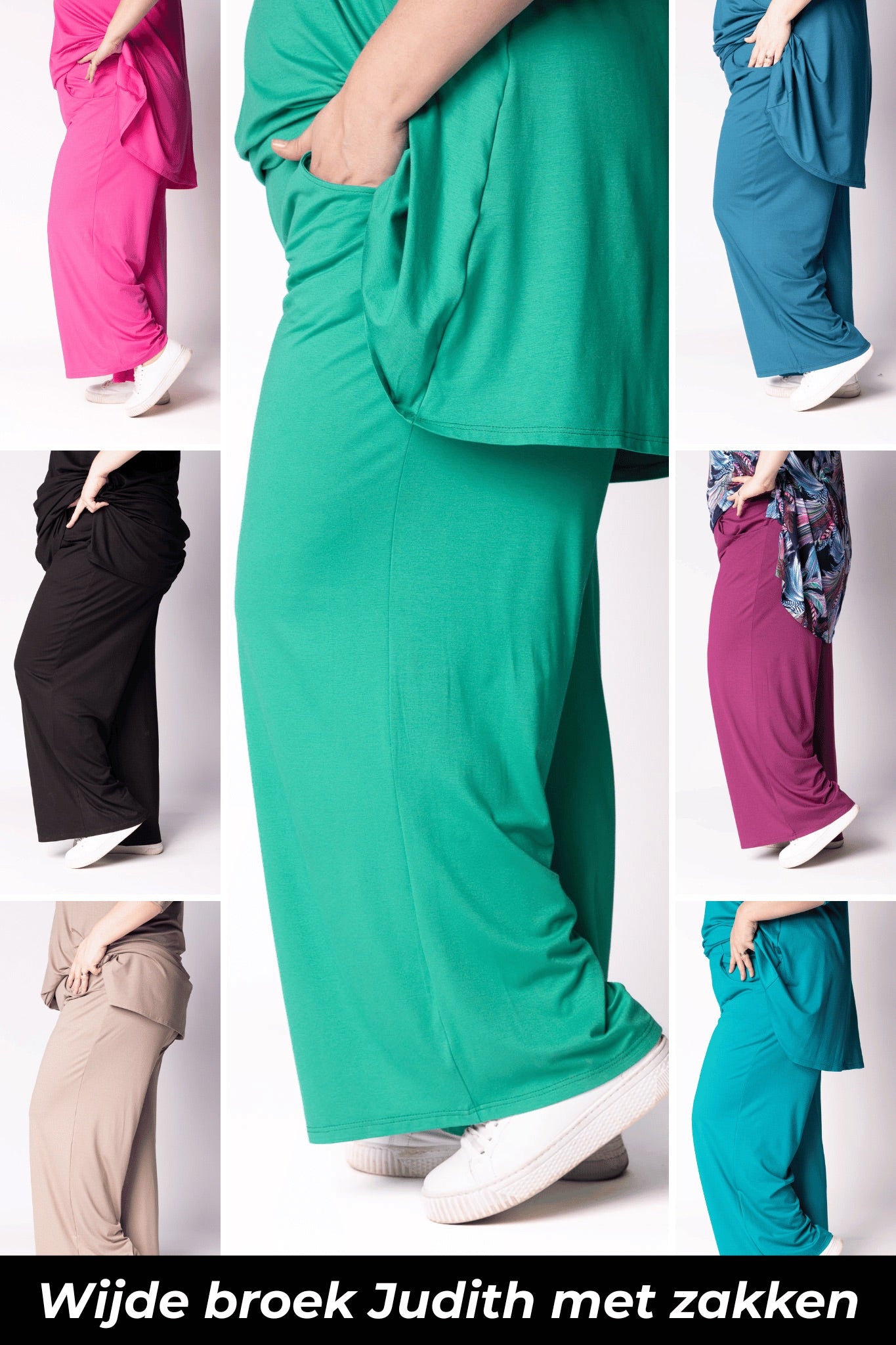 Wijde Broek Judith met Zakken | Viscose | 3 Lengtes (68/74/80 cm)