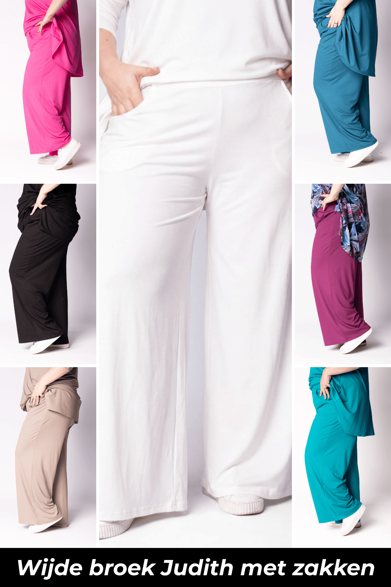 Wijde Broek Judith met Zakken | Viscose | 3 Lengtes (68/74/80 cm)