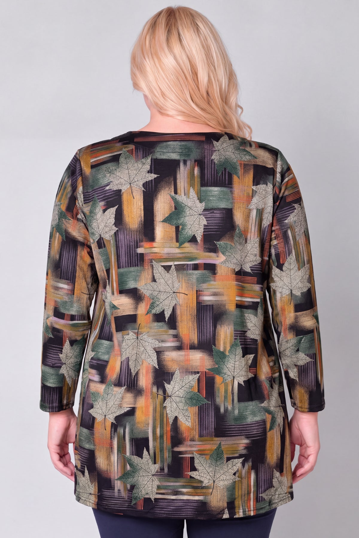 Longshirt Erna | Autumn Mosaic | met Viscose | Recht model | V-hals | 90 cm