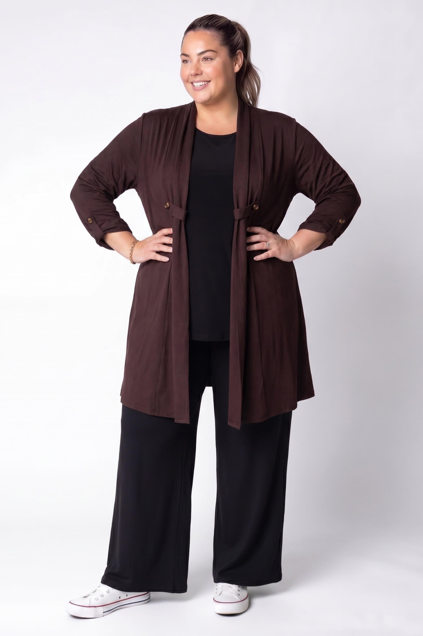 Vest Renske | Viscose | Oprol mouwen | 100cm