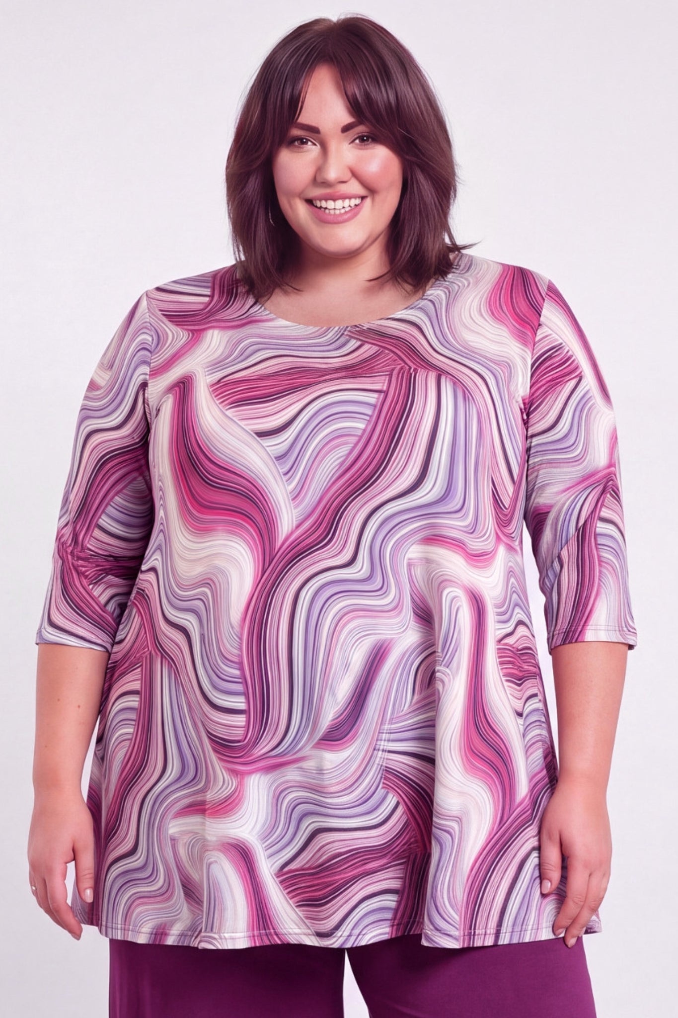 Top Durkje 86cm | Berry Swirl | 3/4 mouw | Venezia Travelstof