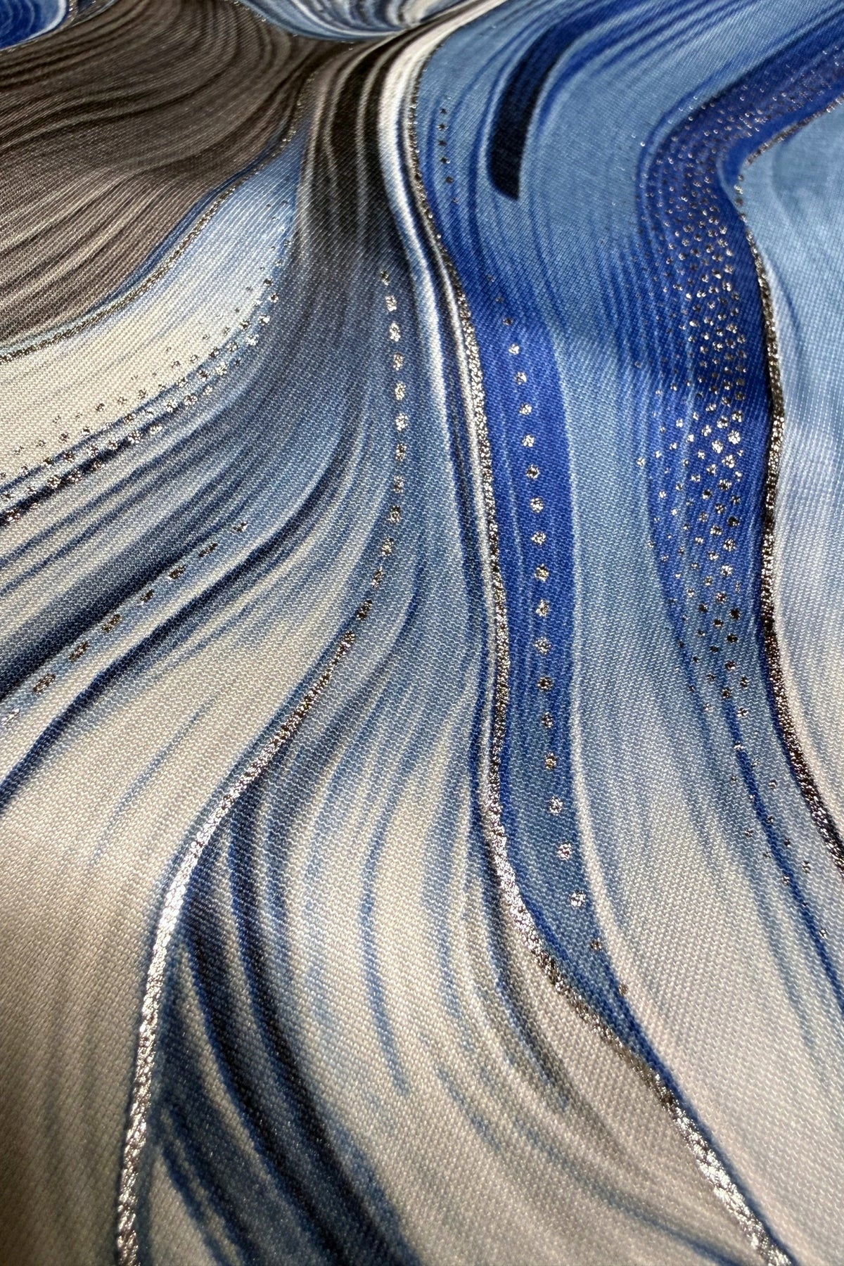 Wijd A-lijn Shirt Durkje | Blue Marble | ITY | 3/4 Mouw | 96 cm