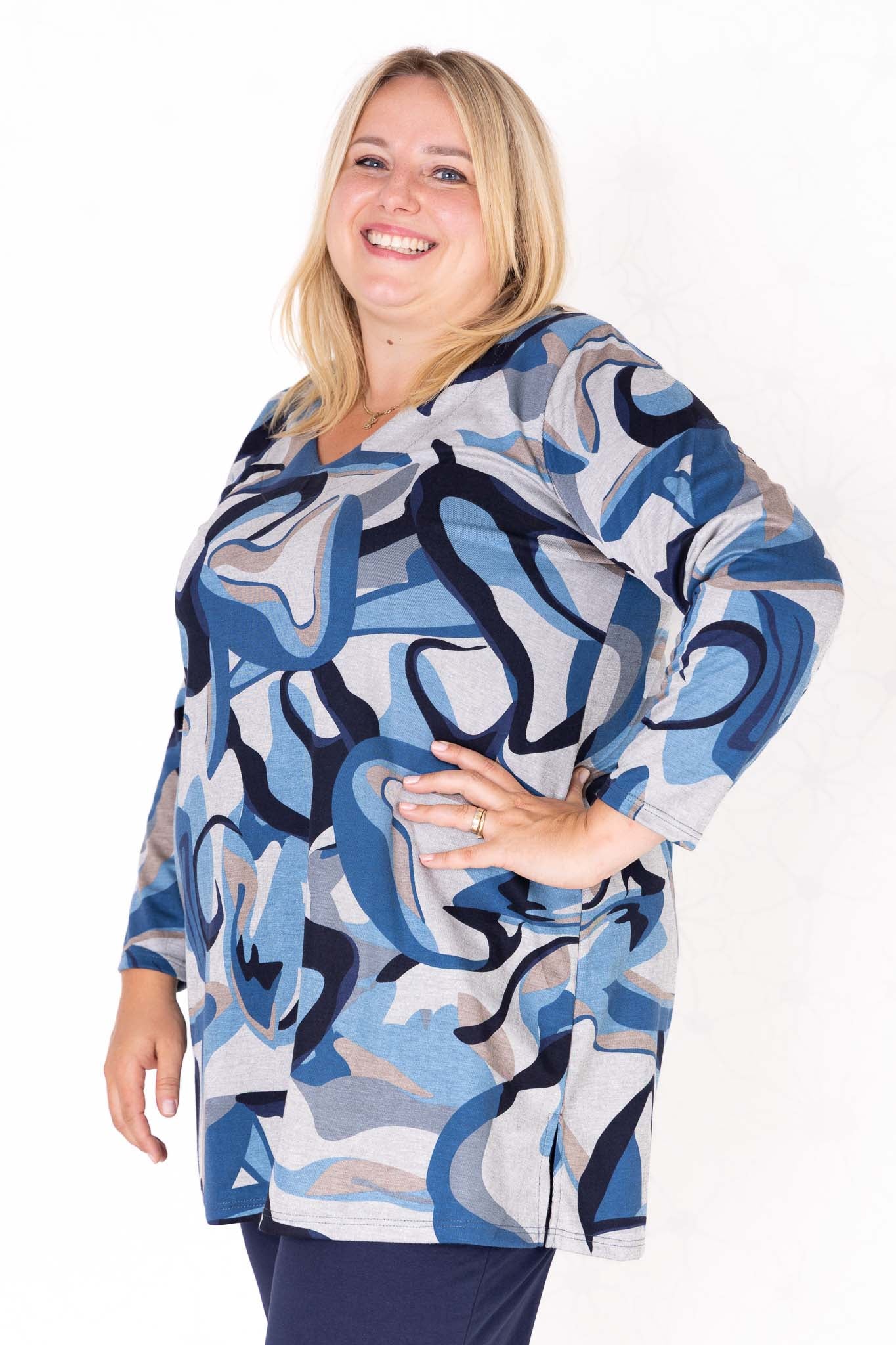 Top Erna | Modal | 90 cm | Golven Blauw