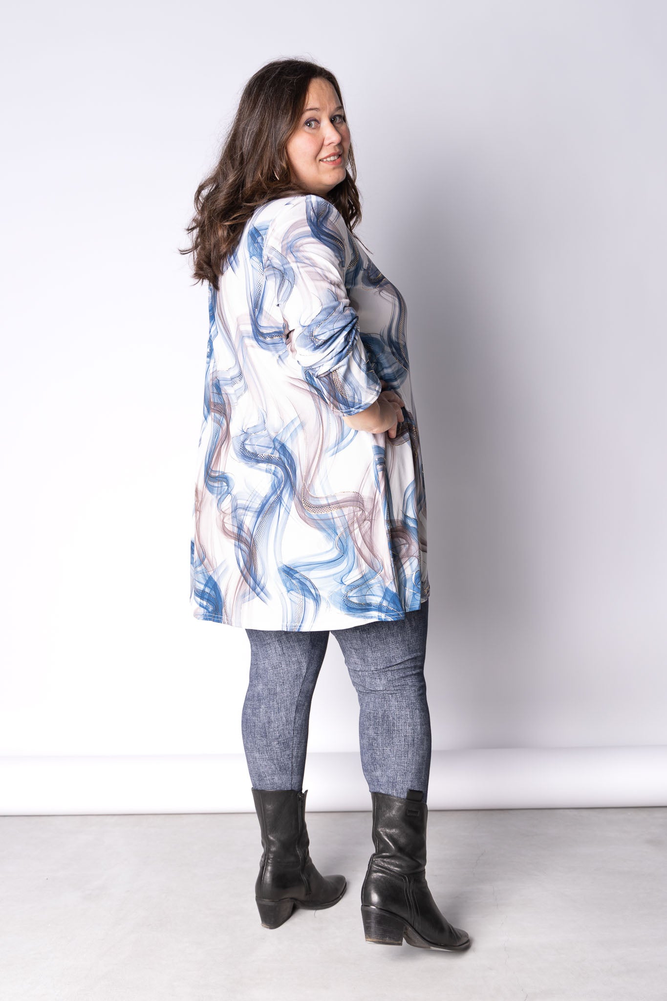 Top Vera | Blauwe Bries | Kimo | A-lijn | Lange mouw | 90cm