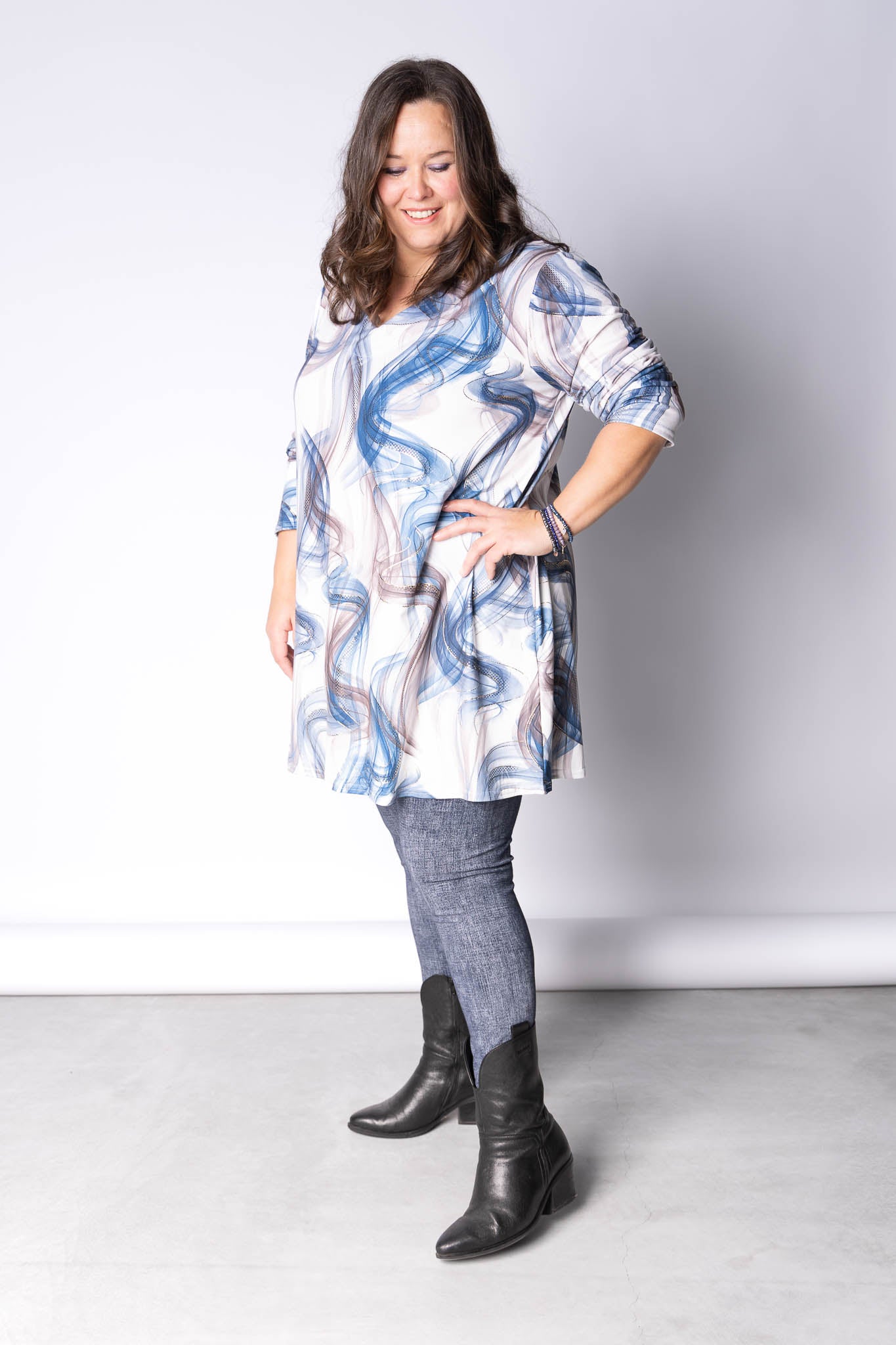 Top Vera | Blauwe Bries | Kimo | A-lijn | Lange mouw | 90cm