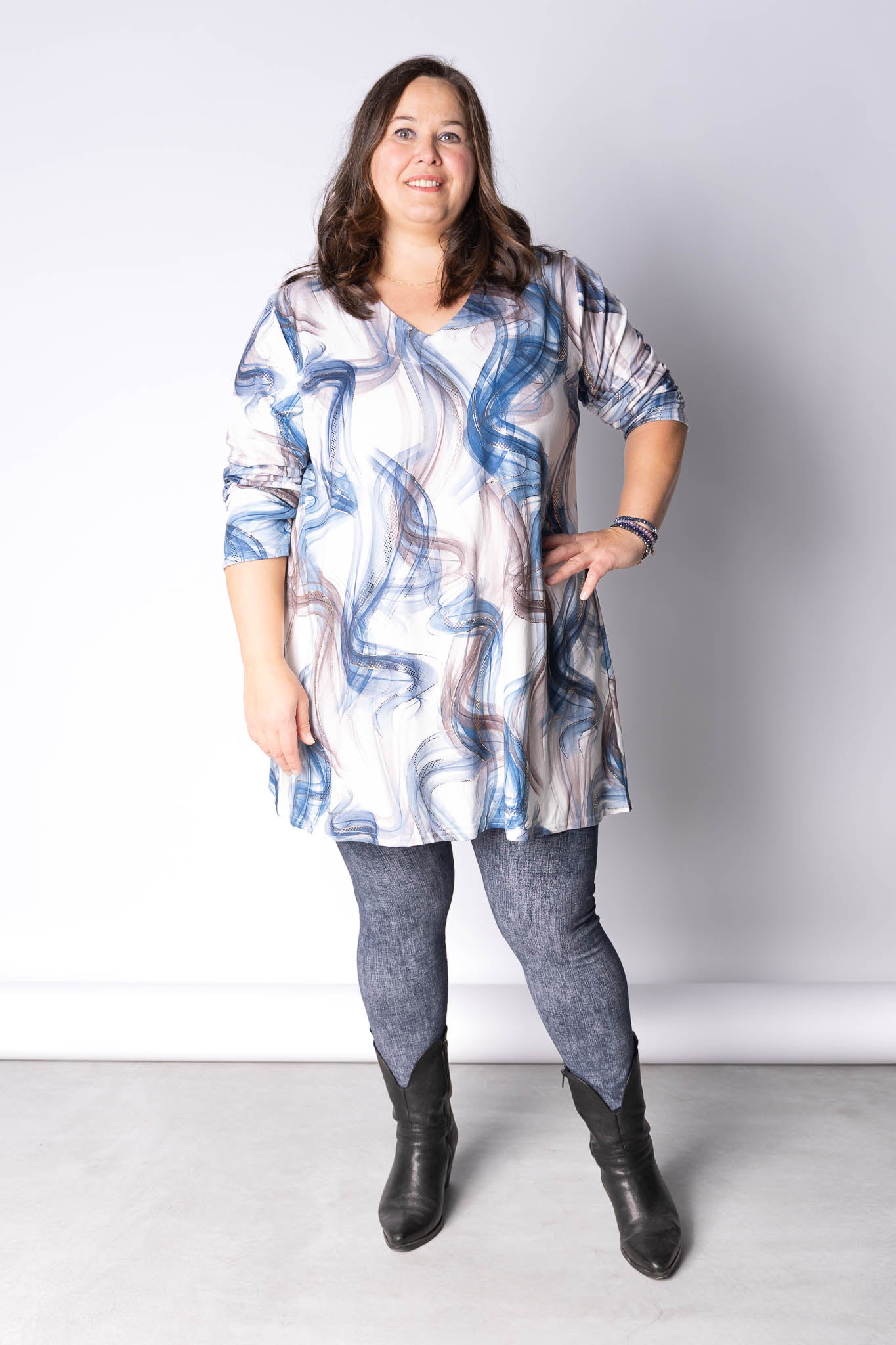 Top Vera | Blauwe Bries | Kimo | A-lijn | Lange mouw | 90cm