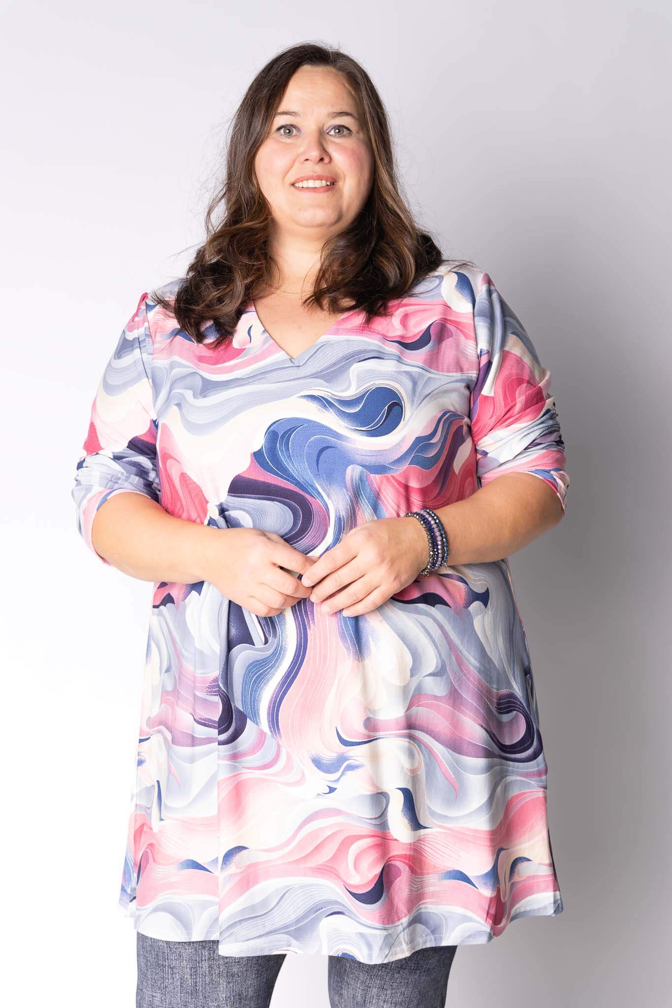 Top Vera | Candy Swirl | Kimo | A-lijn | Lange mouw | 90cm