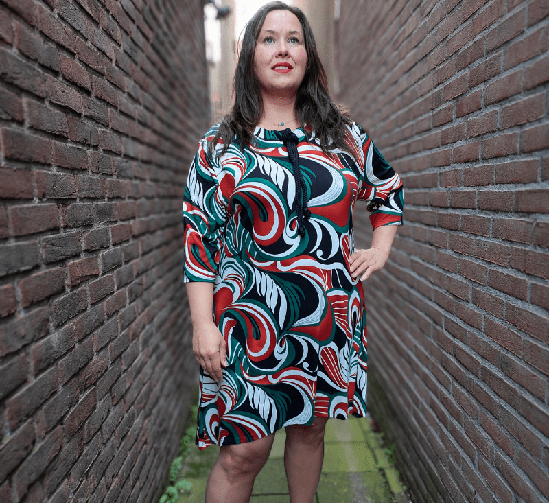 Bammode grote maten tuniek met koord en print - maten 46 t/m 60