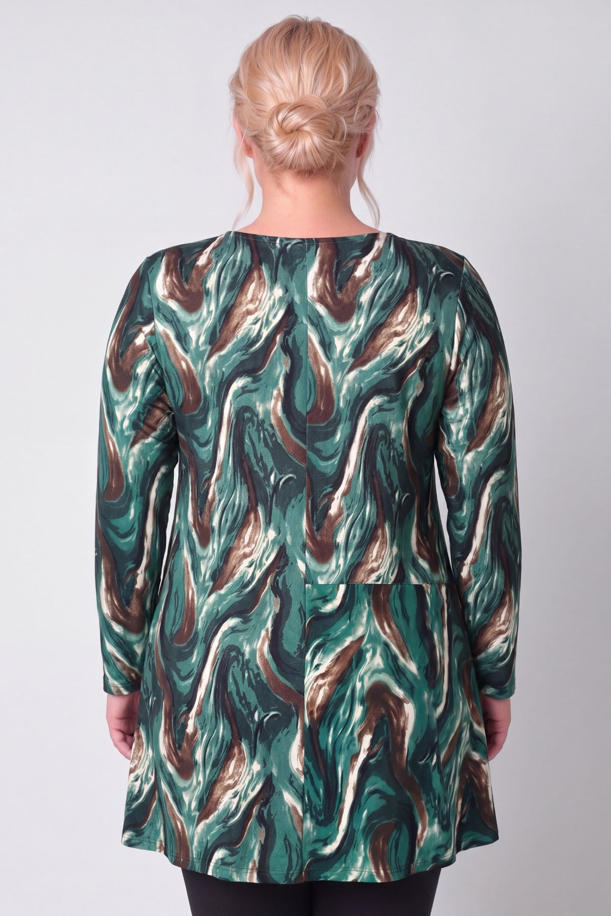 Wijd A-lijn Shirt Durkje | Green Forest | Soft Knit | Lange mouw | Ronde hals | 86cm