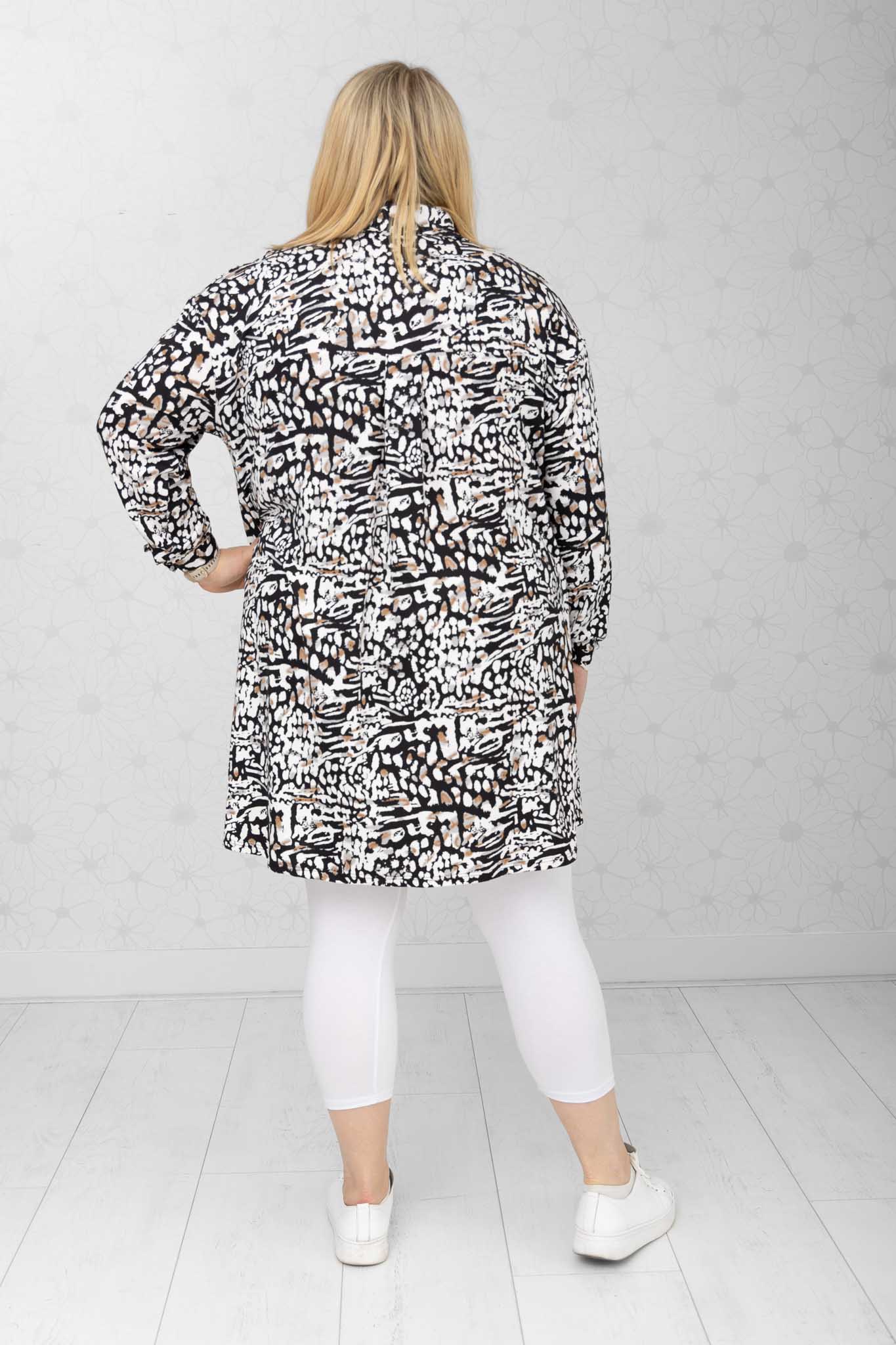 Blouse Tonny zwart-wit A-lijn kimo