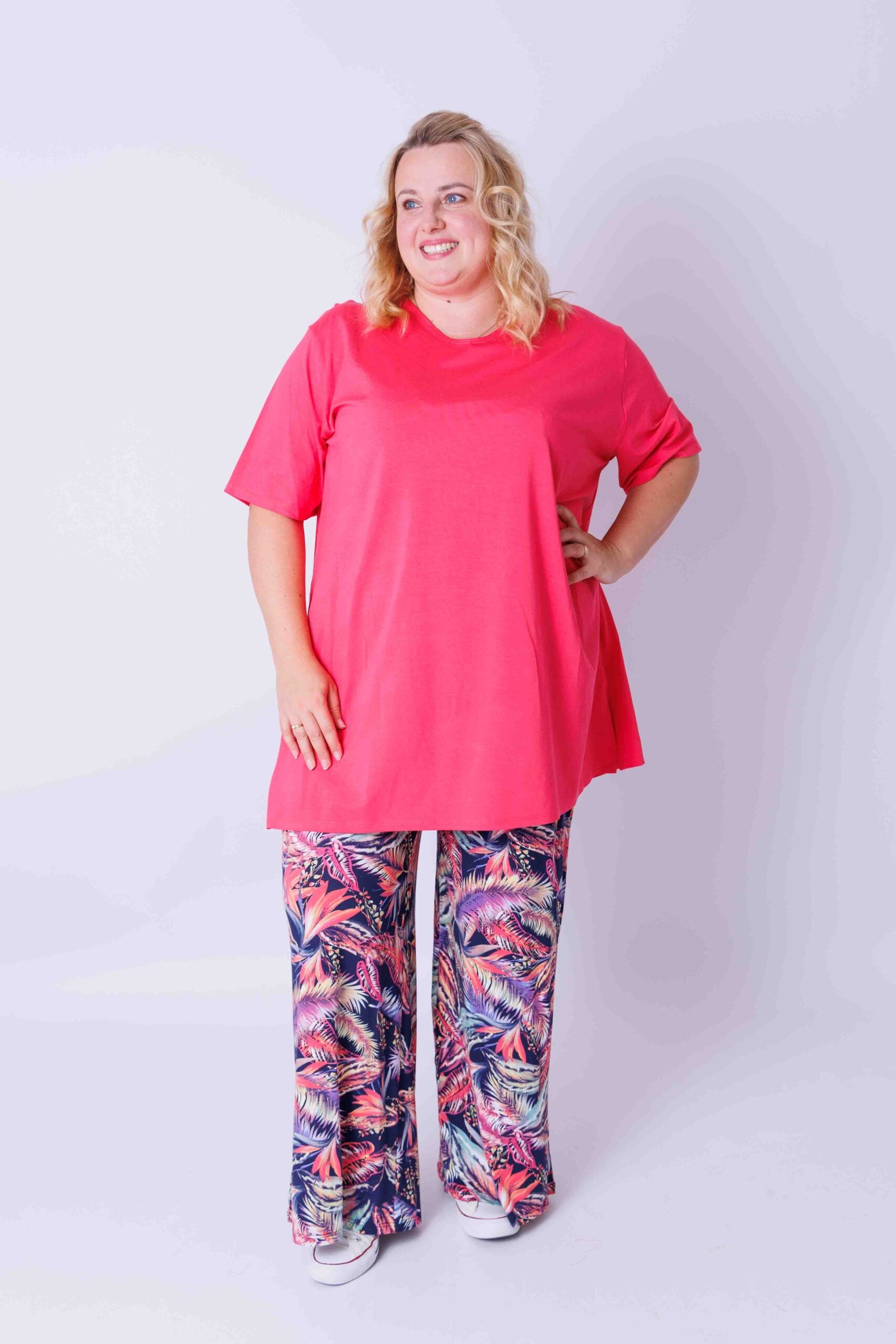 Wijde broek Judith abstracte veren viscose