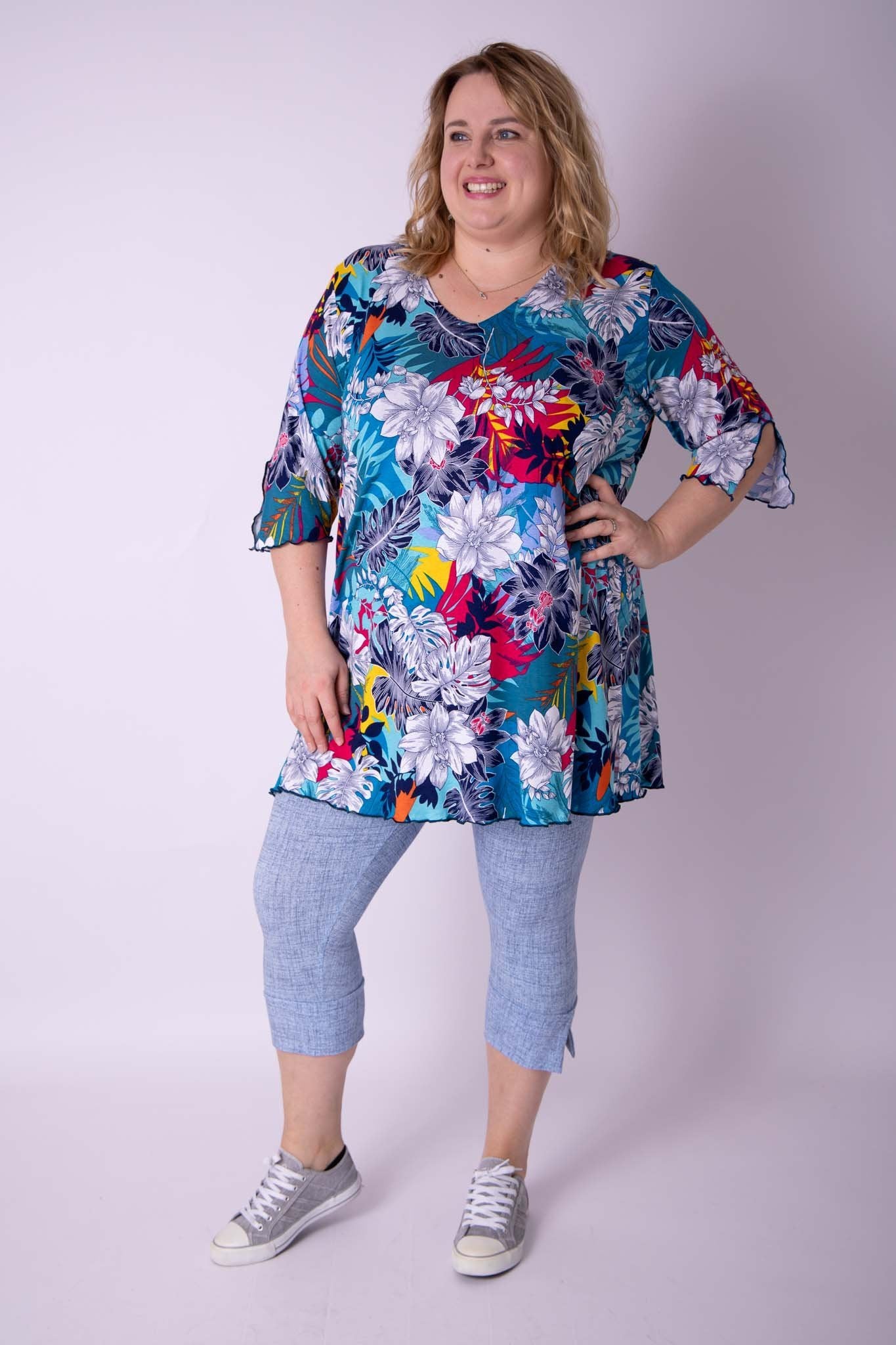 Legging capri jeans look katoen maten 48-52
