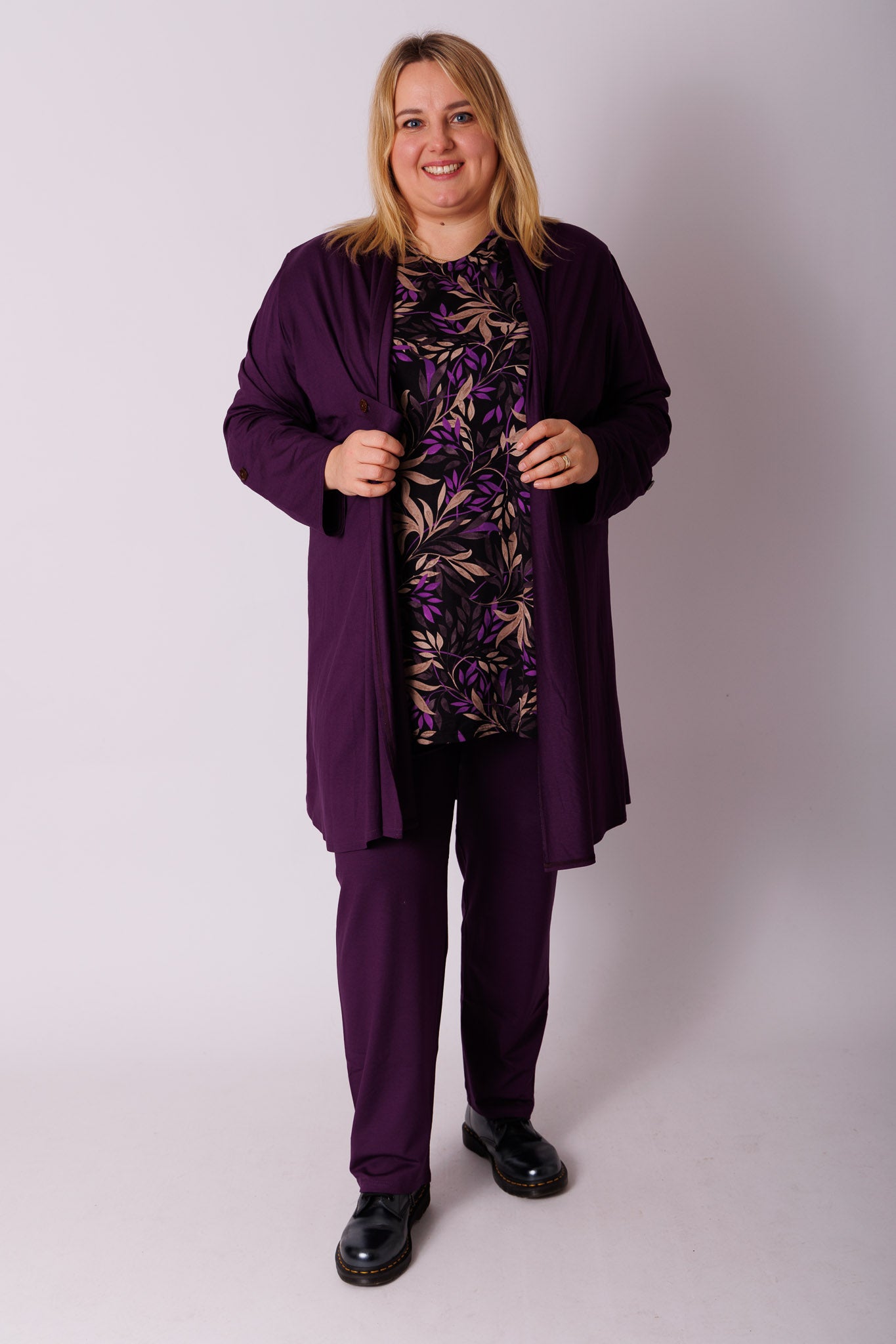 Shirt Eva paarse bloemen 90 cm kimo