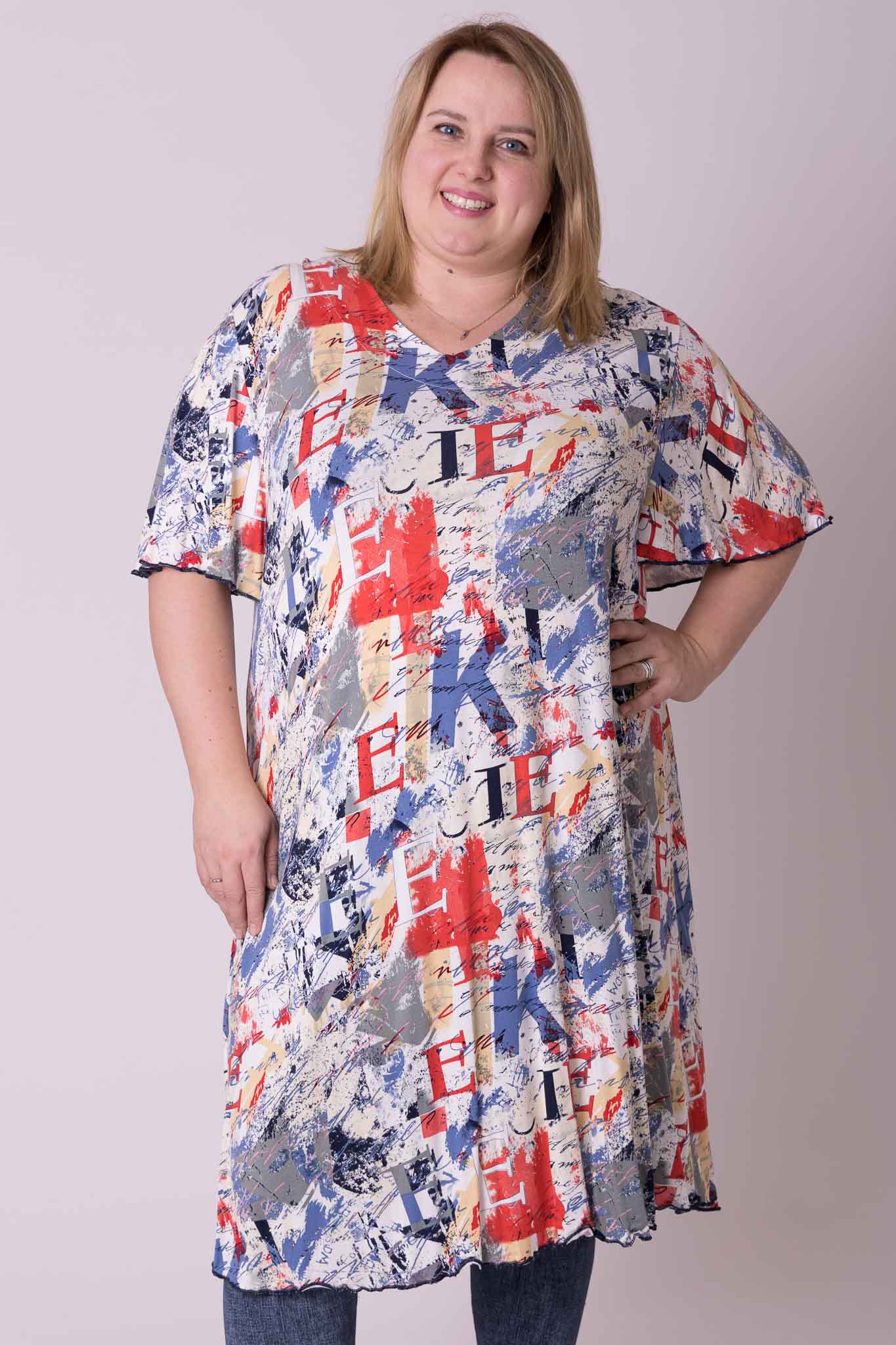 Tuniek/Jurk Karin met vlindermouwen 115 cm viscose de laatste maten 50-54