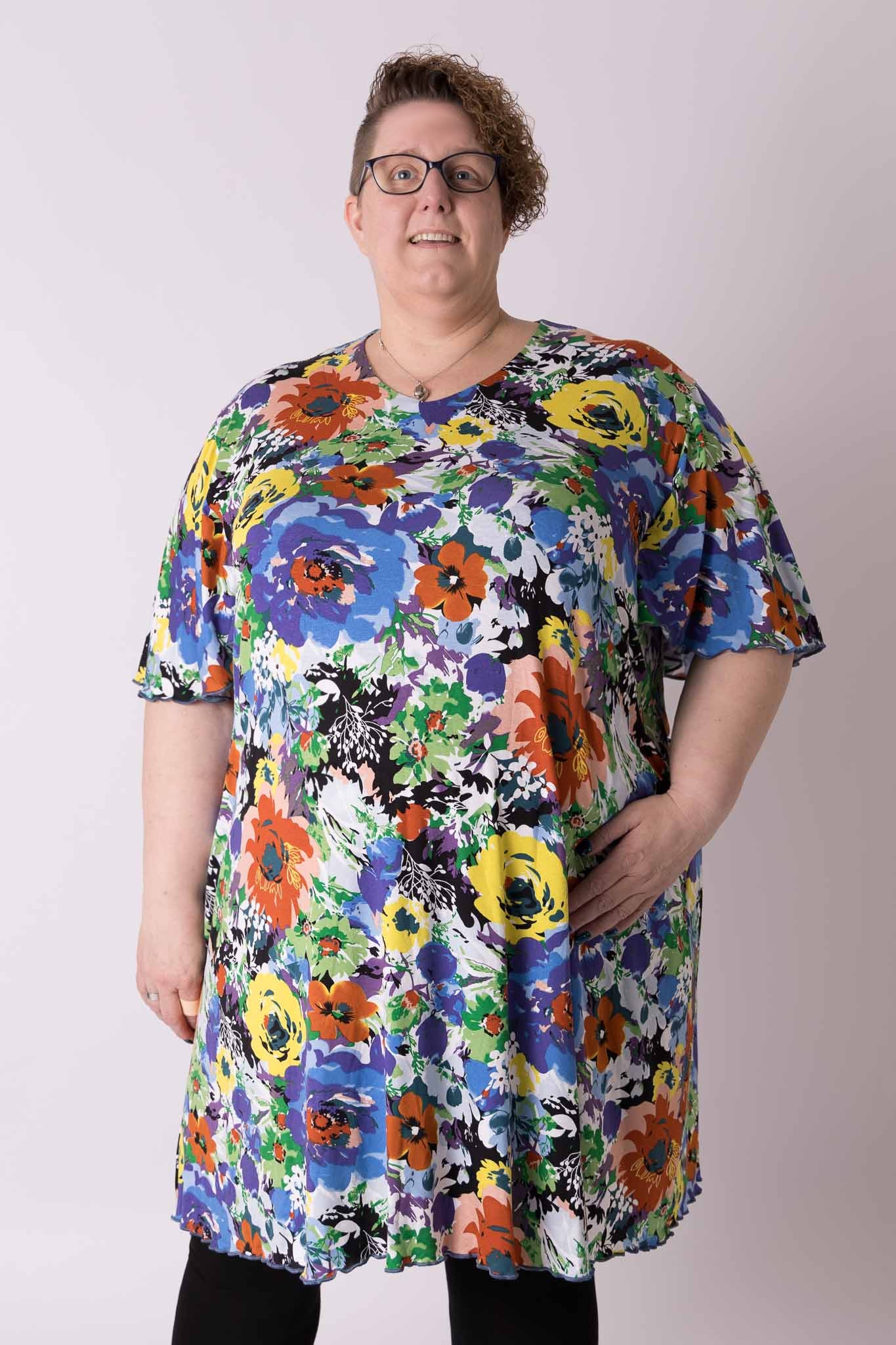 Jurk Karin zomerse weide 110 cm viscose maten 54-62