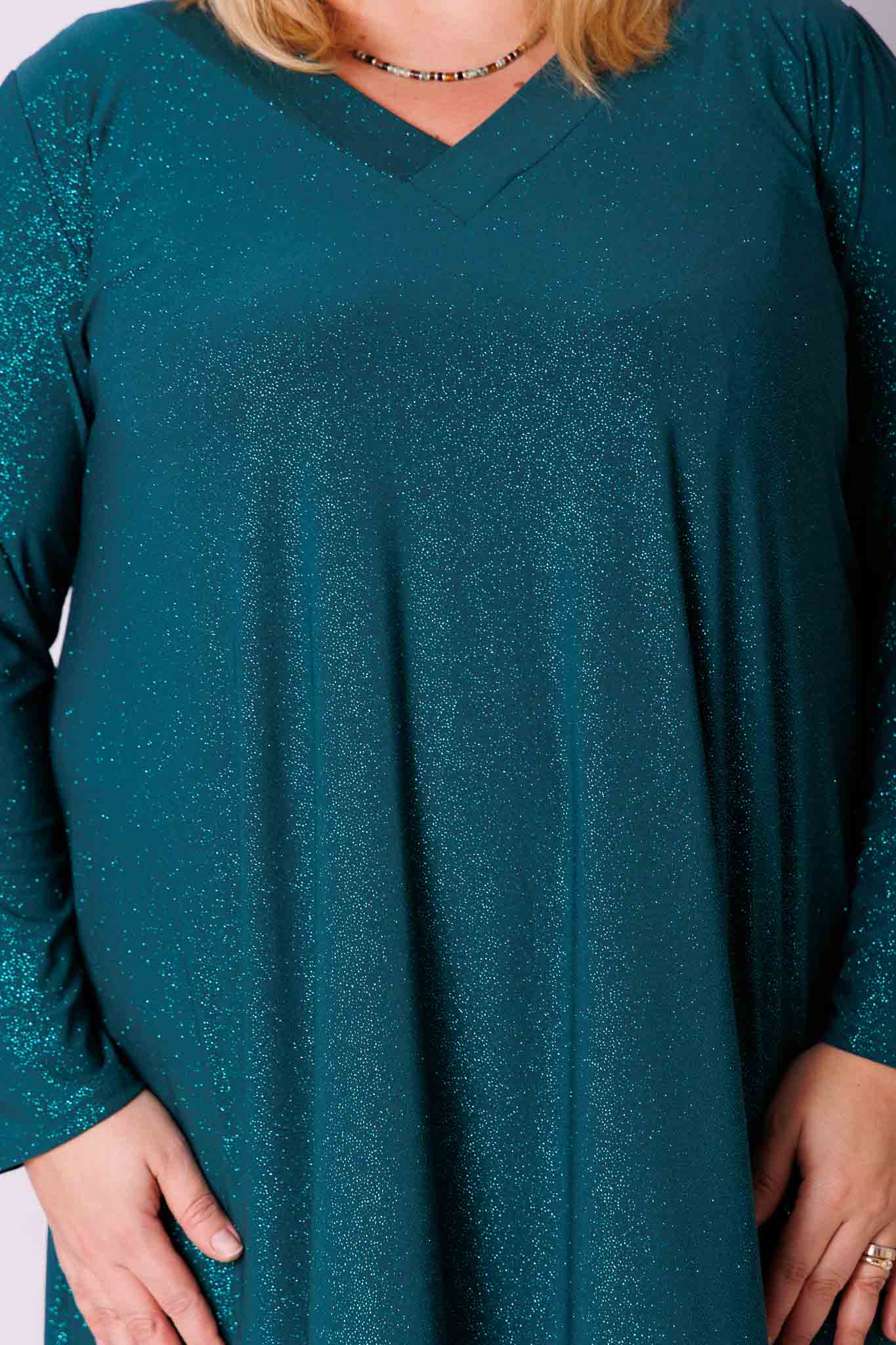 Jurk Linda A-lijn glitter travel stof 105 cm
