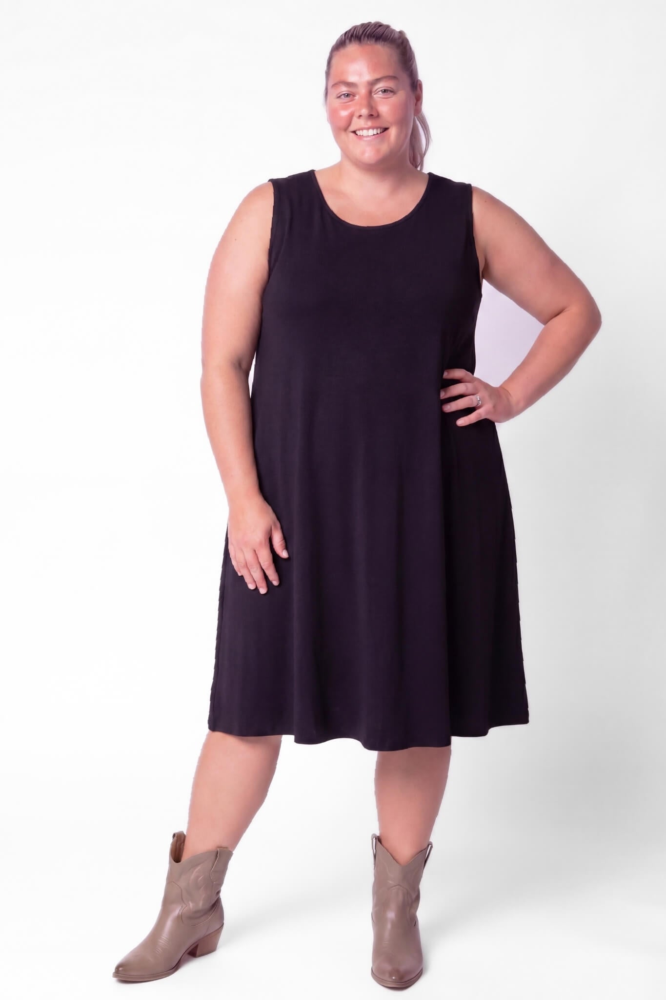 Jurk Linda | Mouwloos | A-lijn | Viscose | ca. 115cm