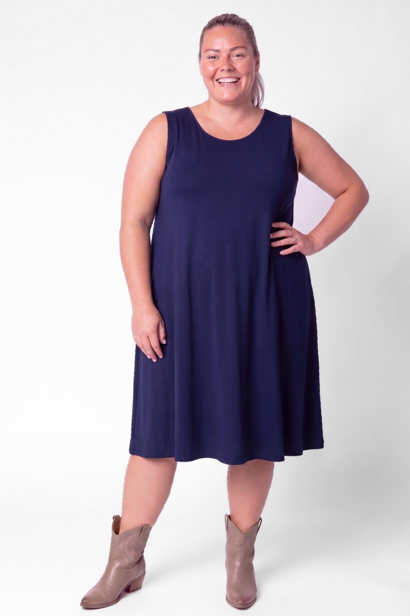 Jurk Linda | Mouwloos | A-lijn | Viscose | ca. 115cm