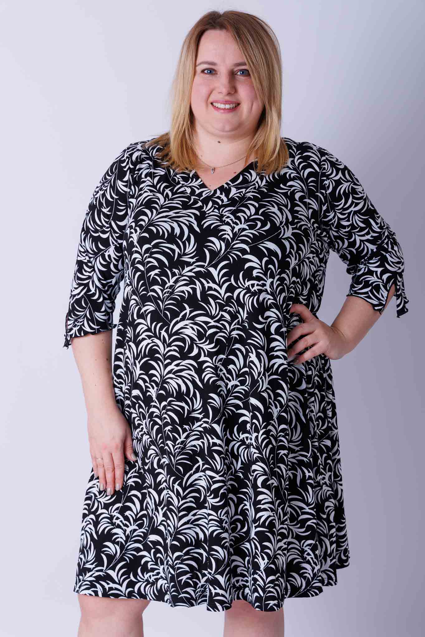 Jurk Linda zwart wit viscose 105 cm