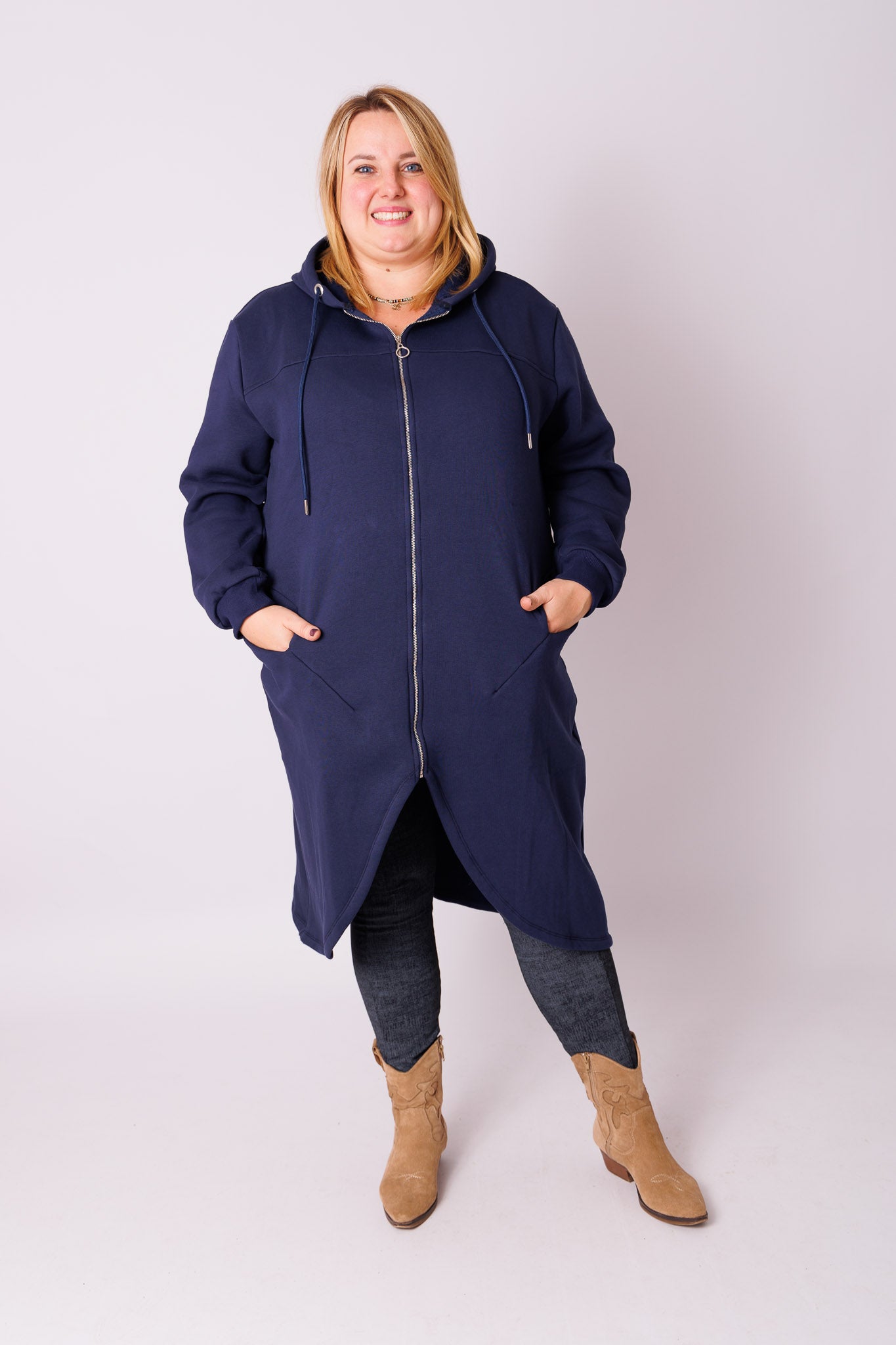 Warme lange vest met rits maat 48/52