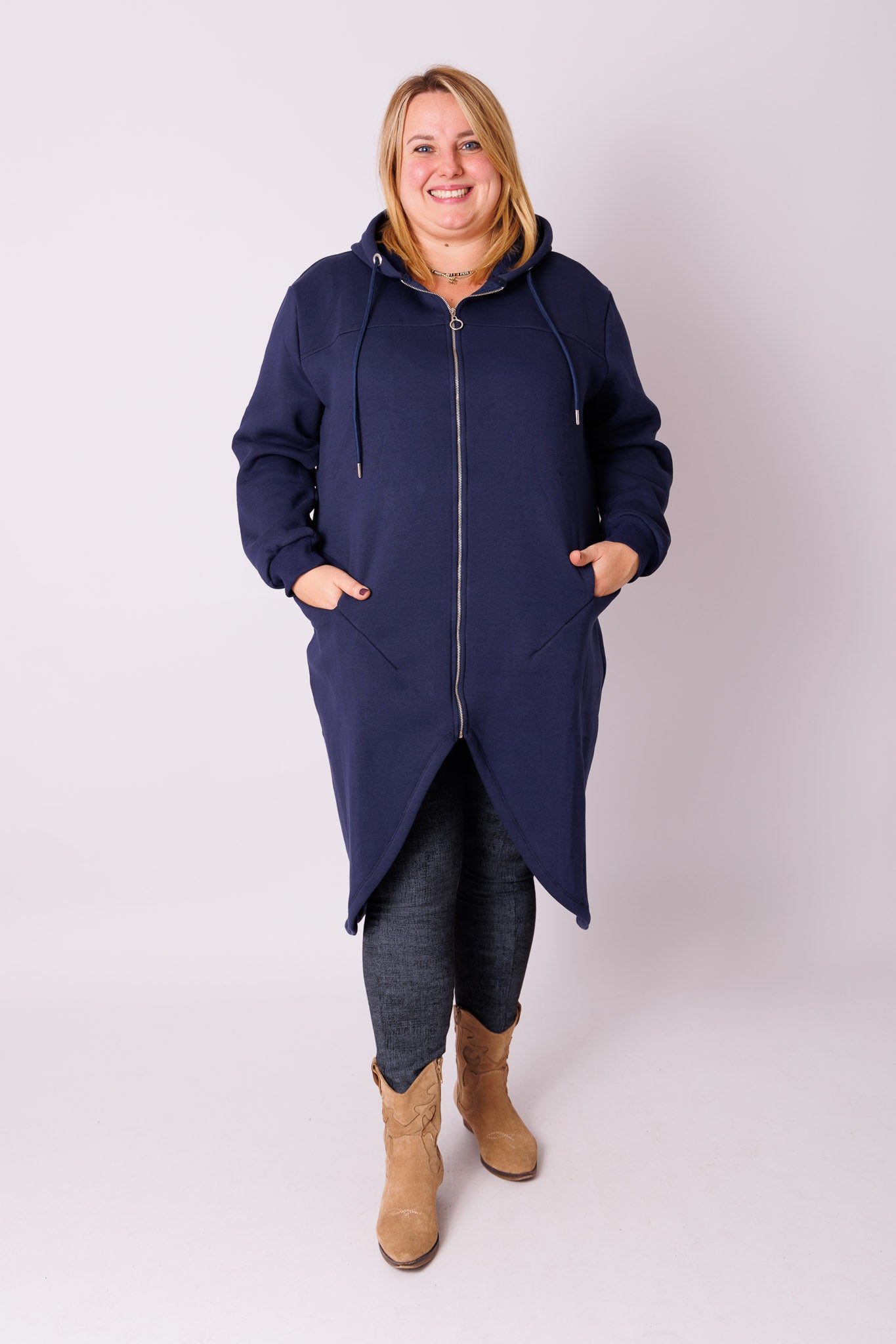 Warme lange vest met rits maat 48/52