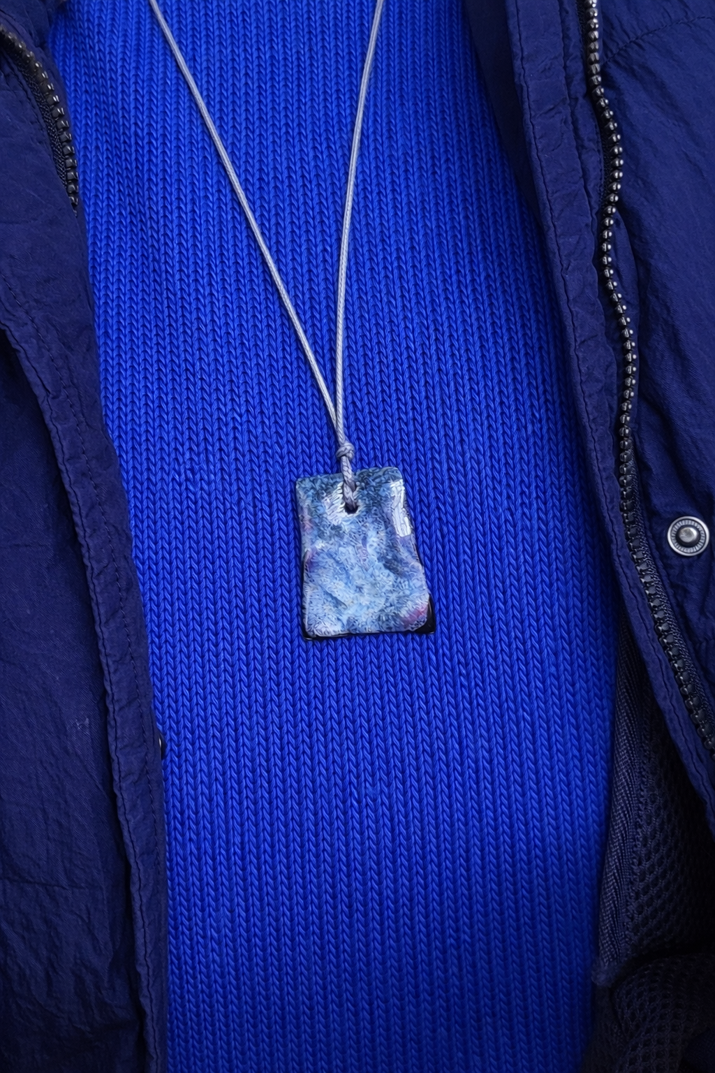 Ketting keramiek trapeziumvormig blauw