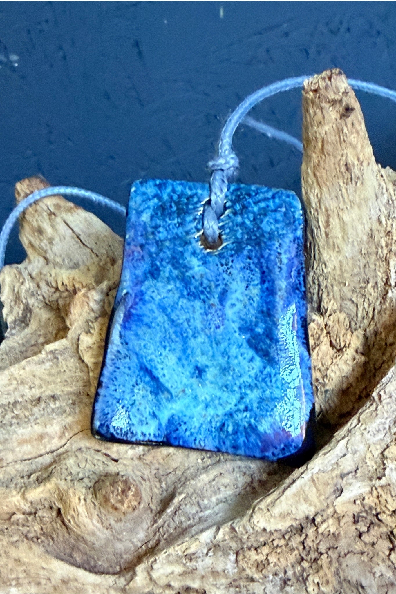 Ketting keramiek trapeziumvormig blauw
