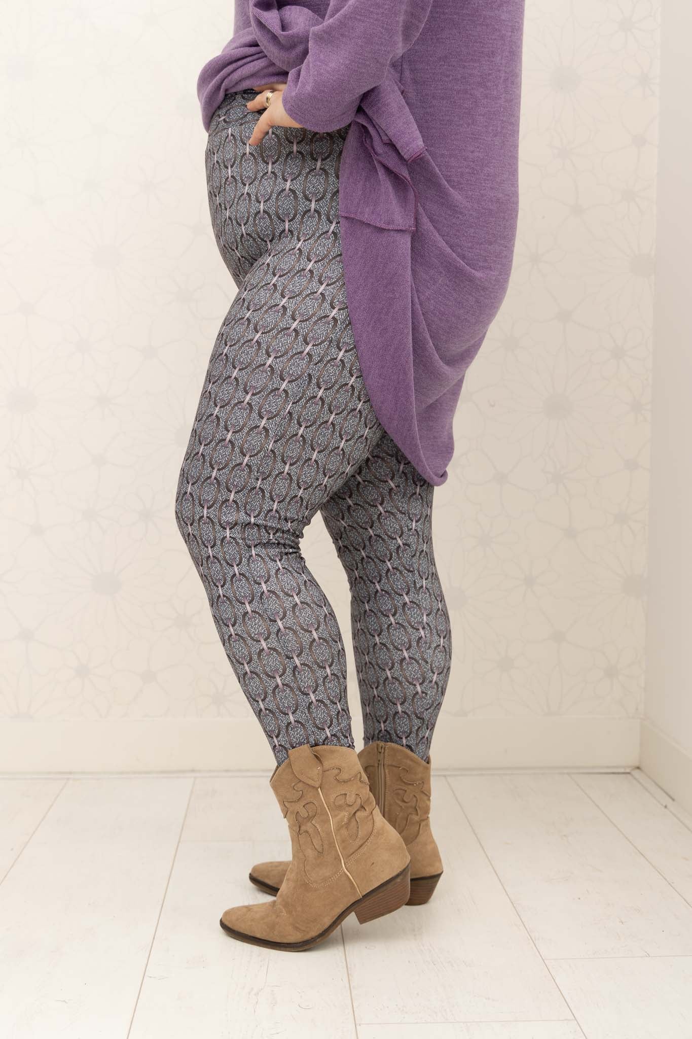 Legging kettinkjes grafiet bruin paars kimo