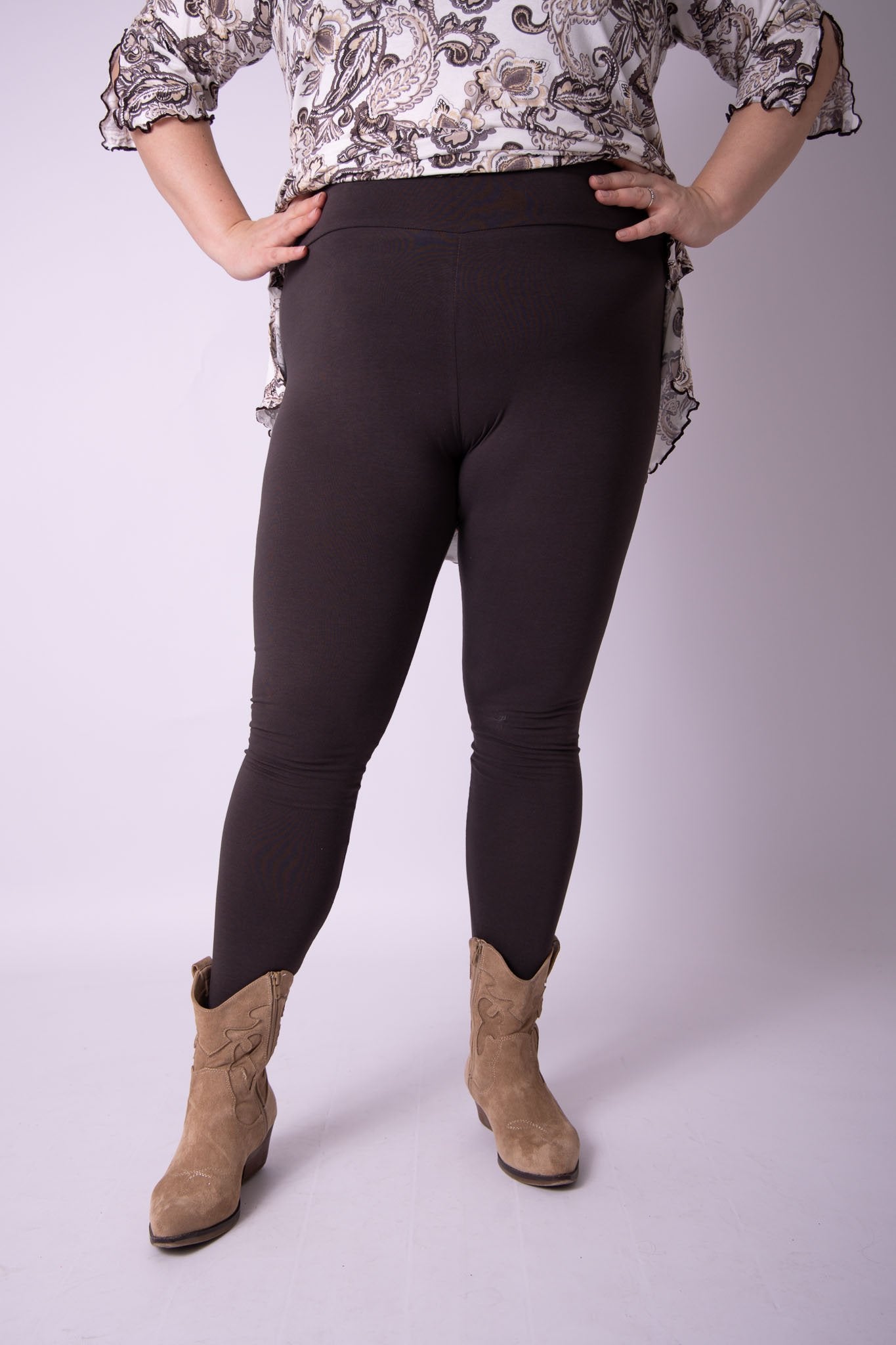 Legging donkergroen met brede tailleband
