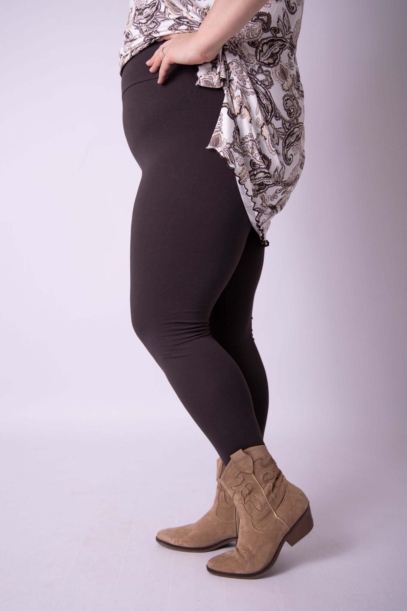Legging donkergroen met brede tailleband