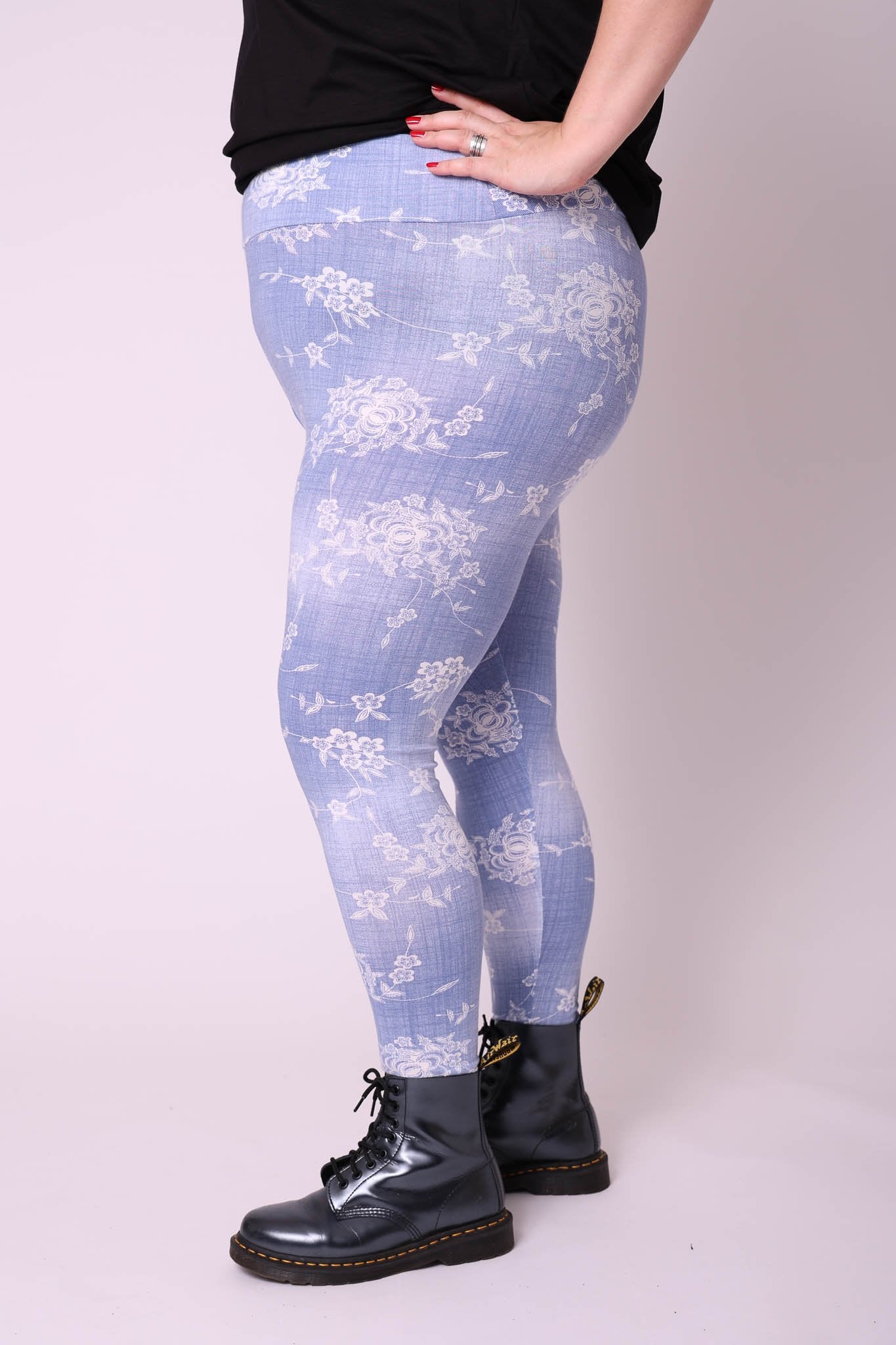 Legging Kate versleten jeans look met bloemen