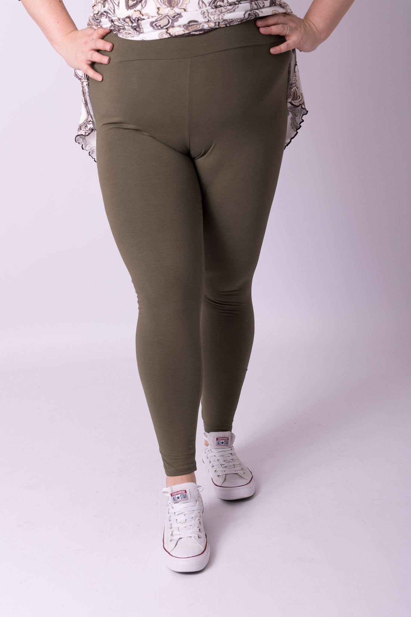 Legging olijfgroen katoen maat 56