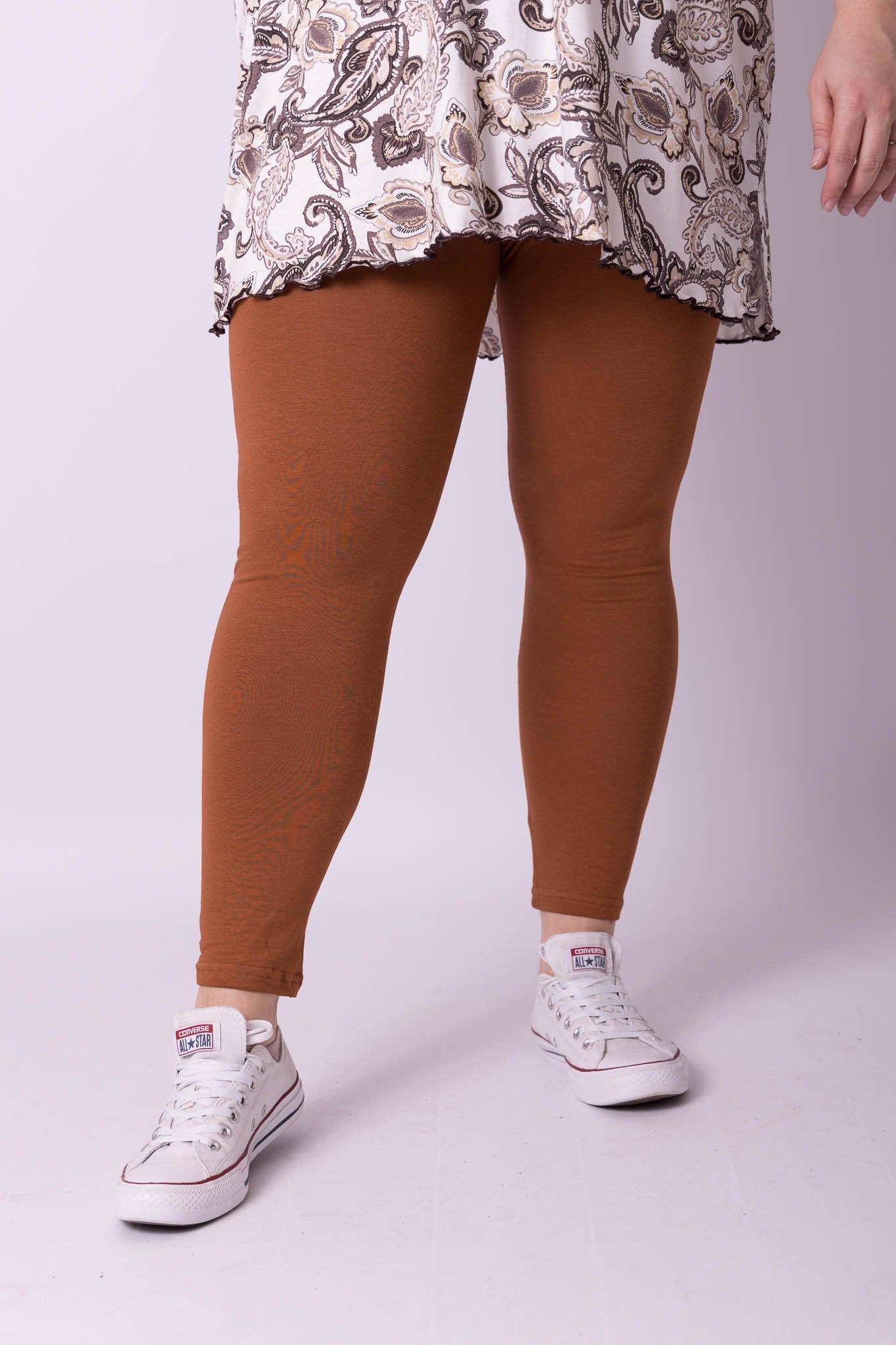 Legging brede tailleband roestbruin katoen