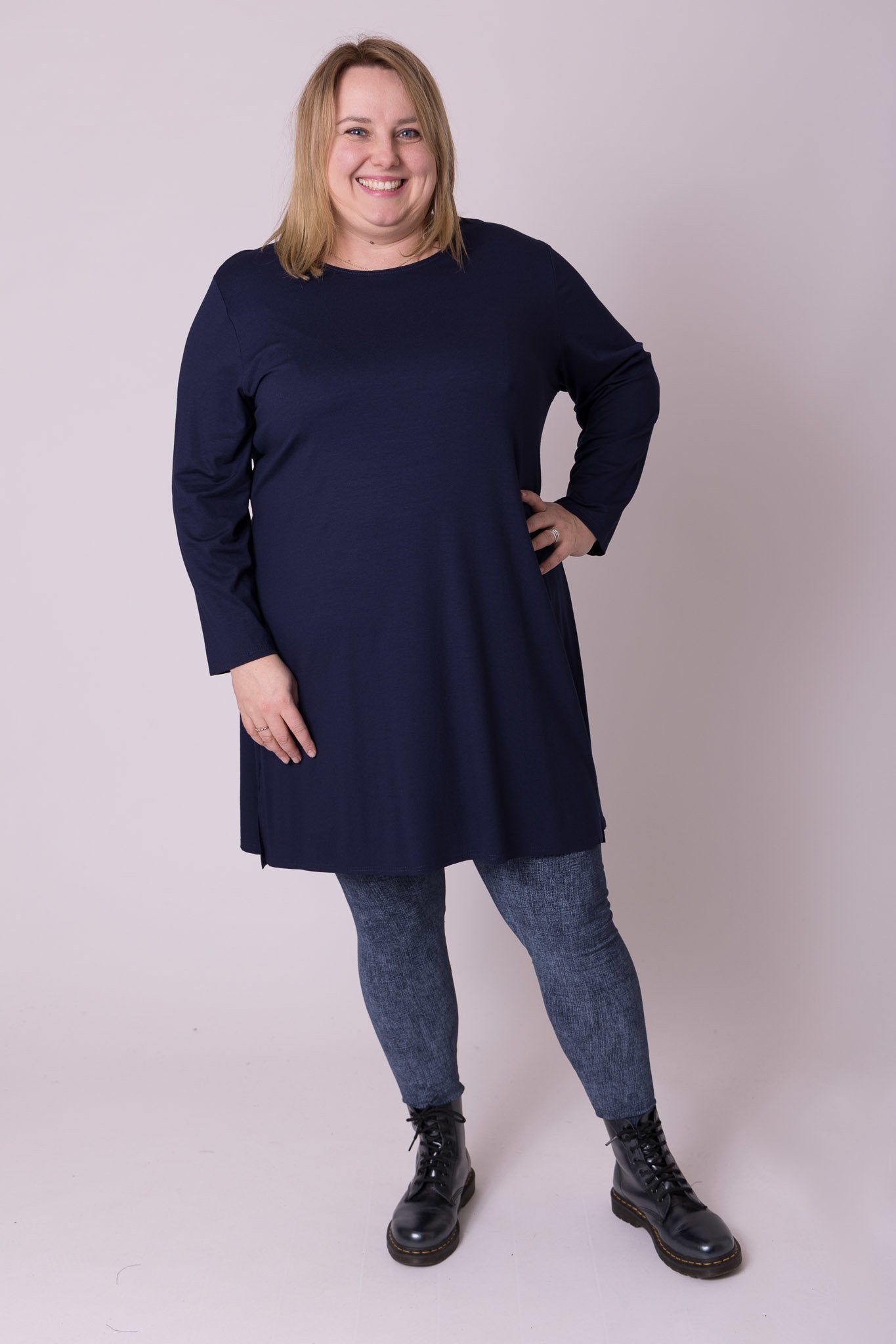 Longshirt basic met ronde hals en lange mouwen