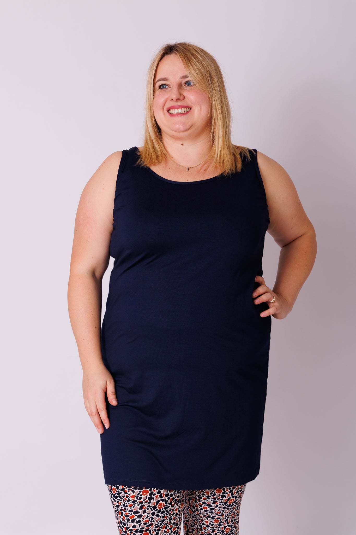 Lang top onder een trui of tuniek recht model viscose 95-100cm