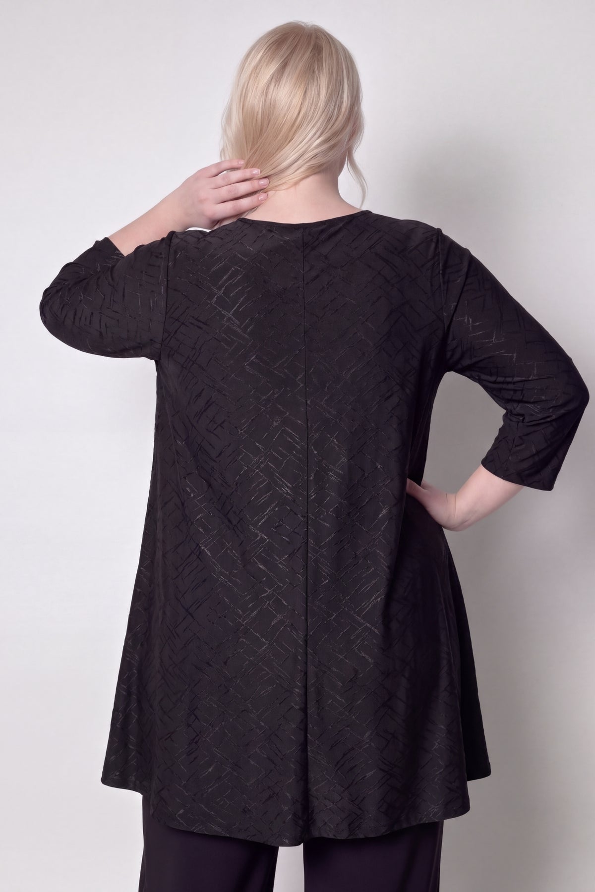 Longshirt Durkje | Stretch Jacquard | Wijde A-lijn | 3/4 mouw | 96 cm