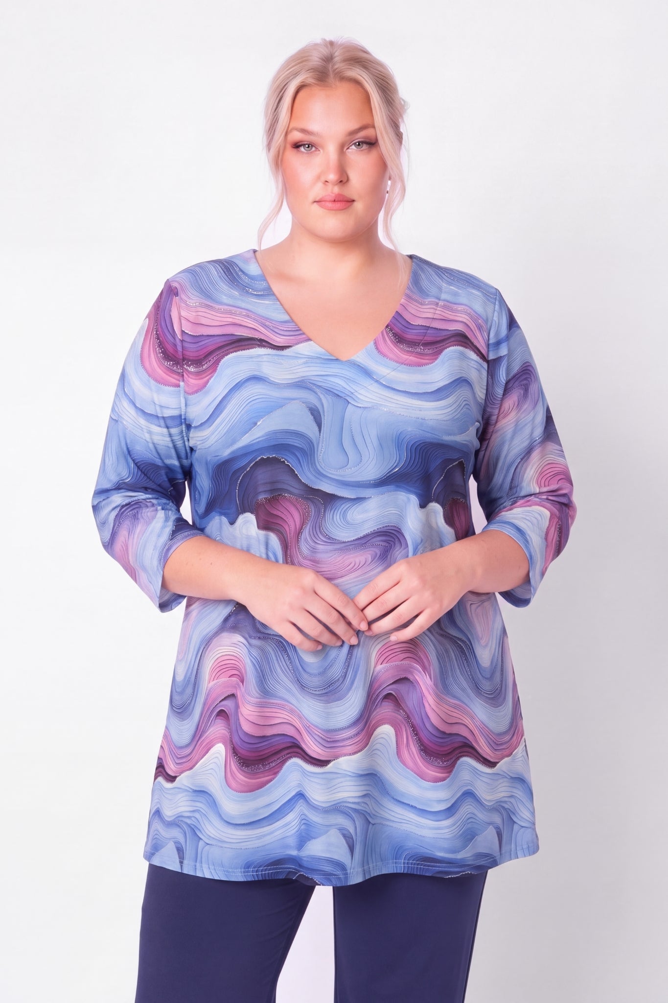 Longshirt Erna | Lilac Waves | Recht Model | ITY | 3/4 Mouw | 90cm