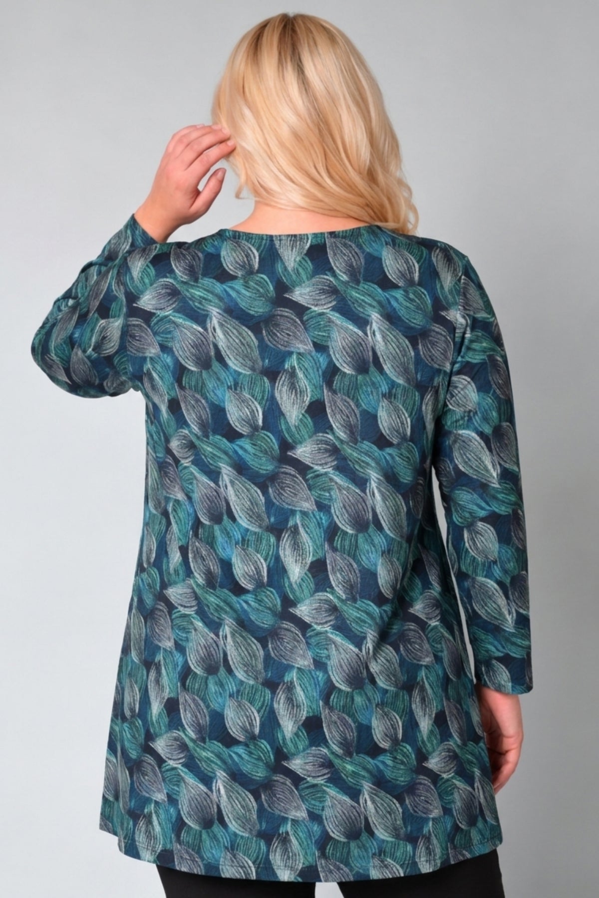 Longshirt Erna | Petrol Botanica |Sonia met Viscose | Recht model | V-hals | 90 cm
