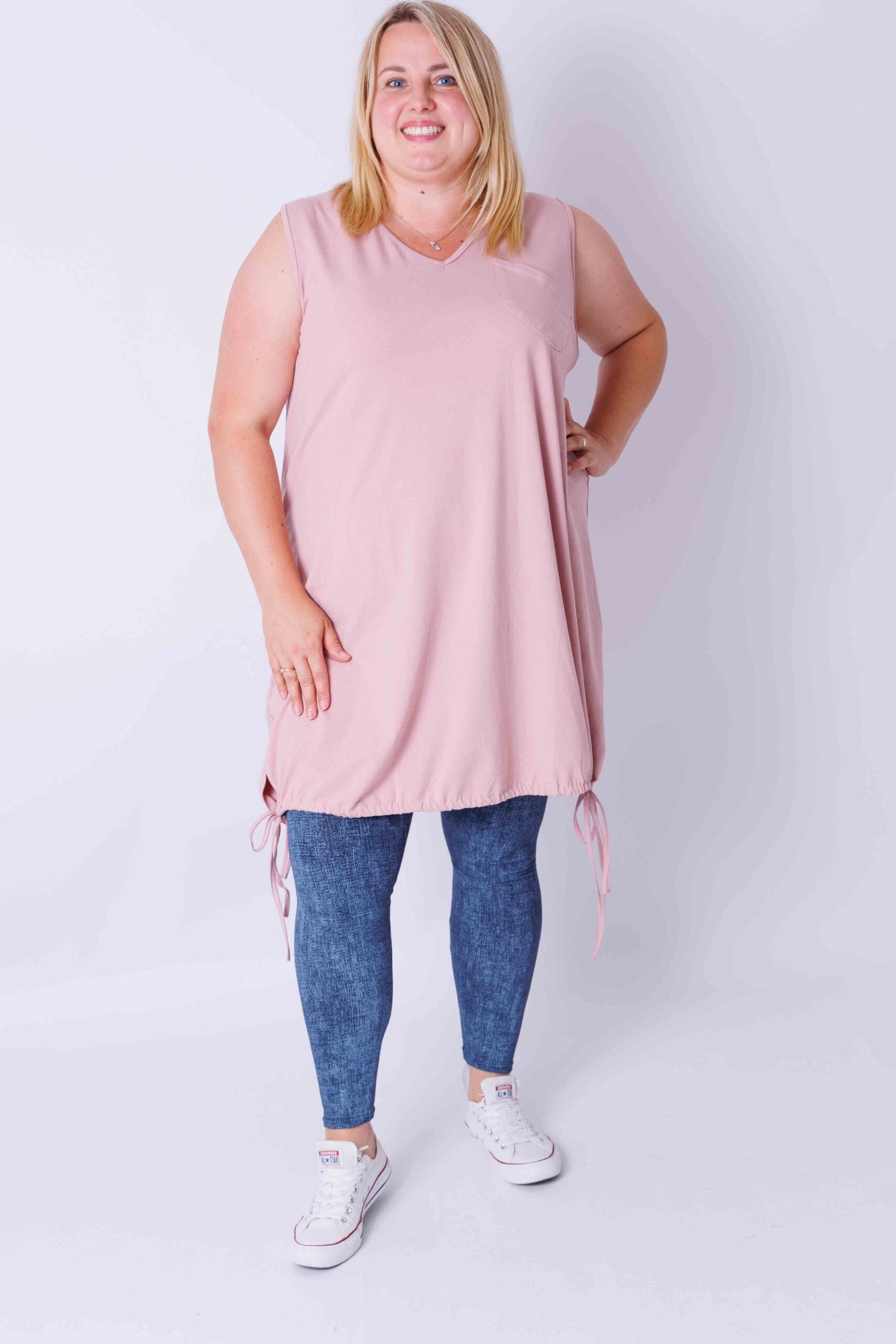 Mouwloze top, katoen, ca 95 cm